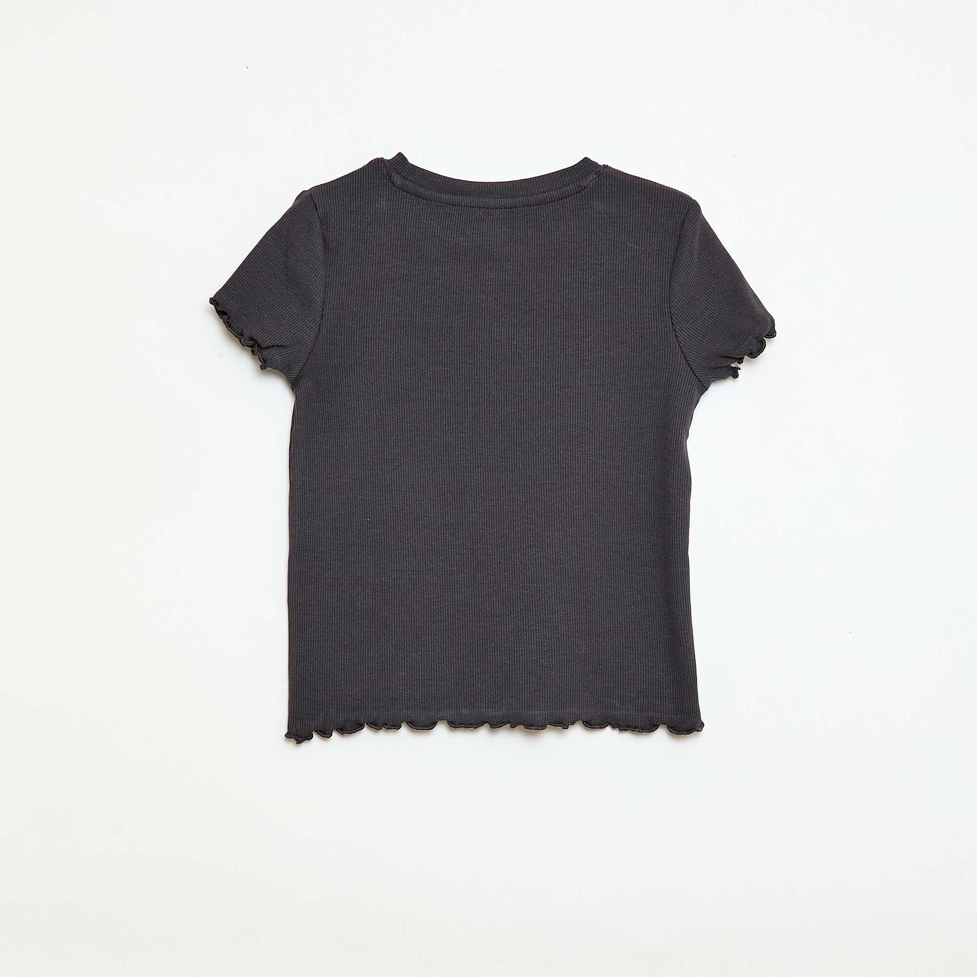 Camiseta de manga corta con forma calada NEGRO