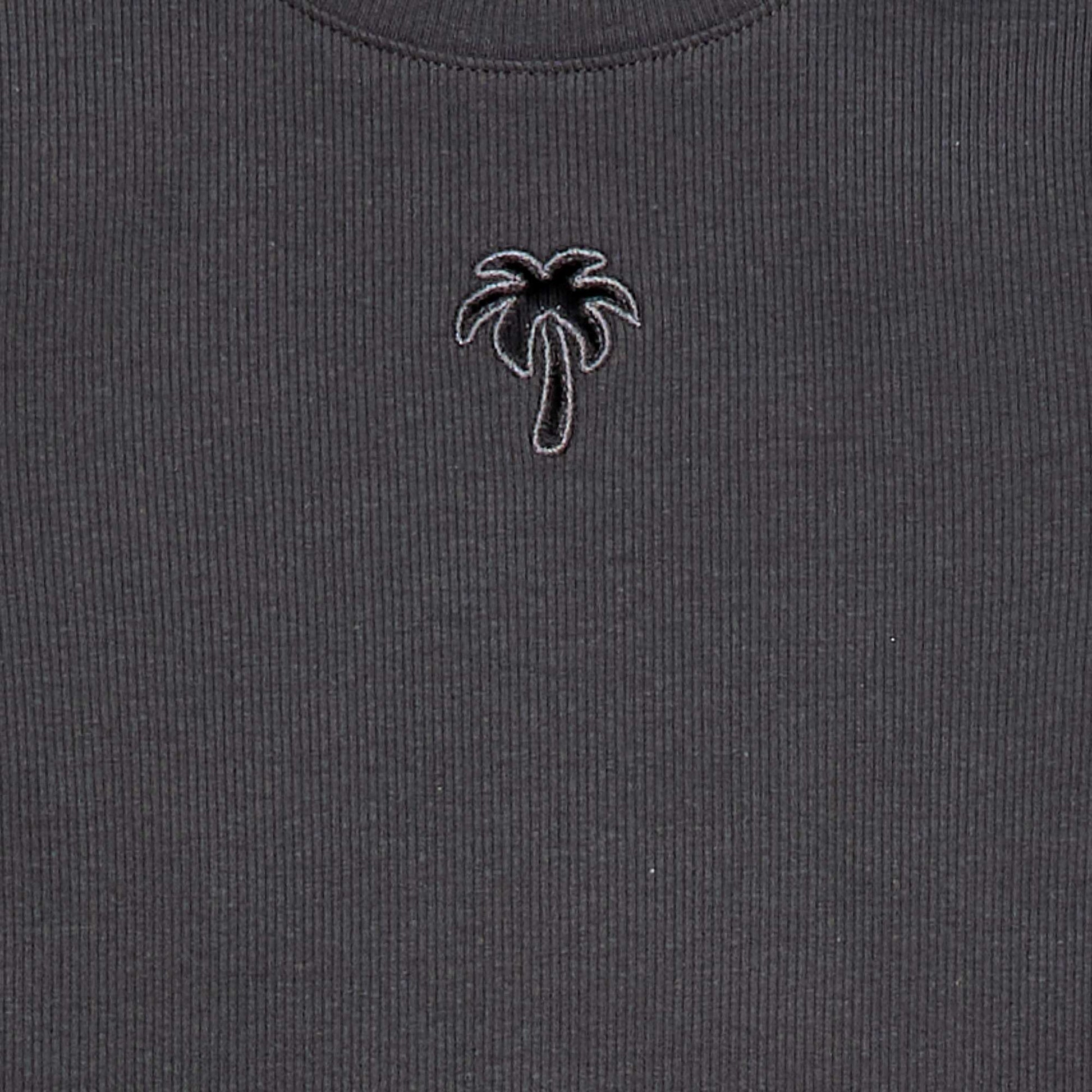 Camiseta de manga corta con forma calada NEGRO