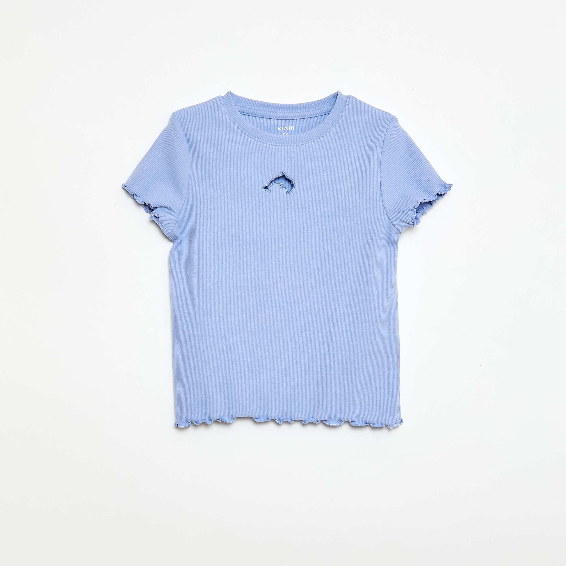 Camiseta de manga corta con forma calada AZUL
