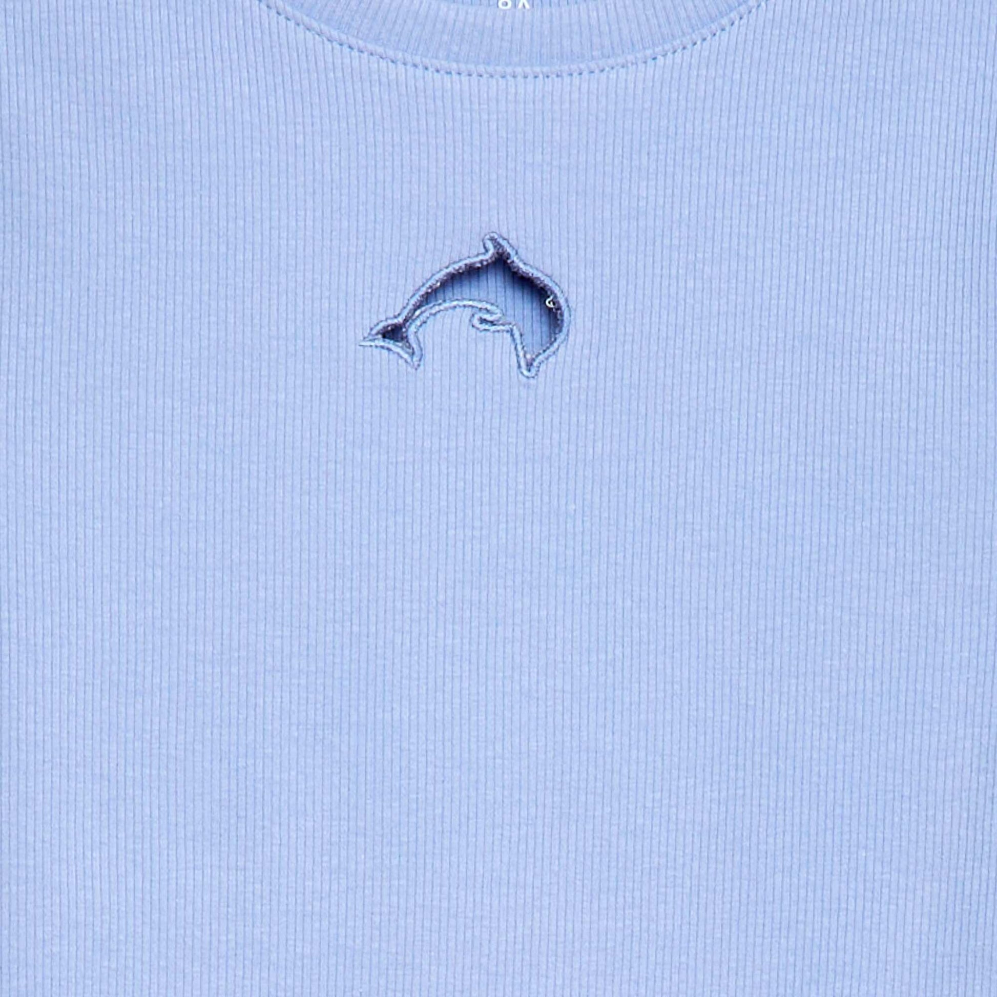 Camiseta de manga corta con forma calada AZUL