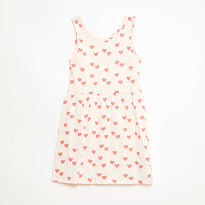 Vestido de punto ligero de tirantes finos con estampado integral en algodón ROJO