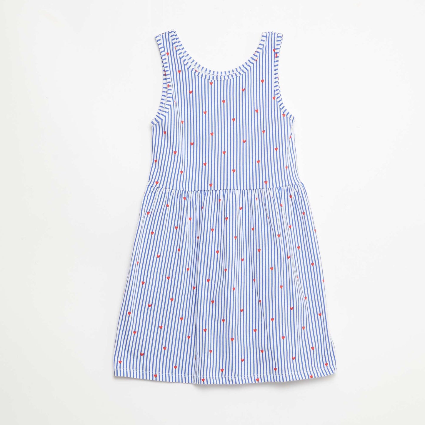 Vestido de punto ligero de tirantes finos con estampado integral en algodón AZUL