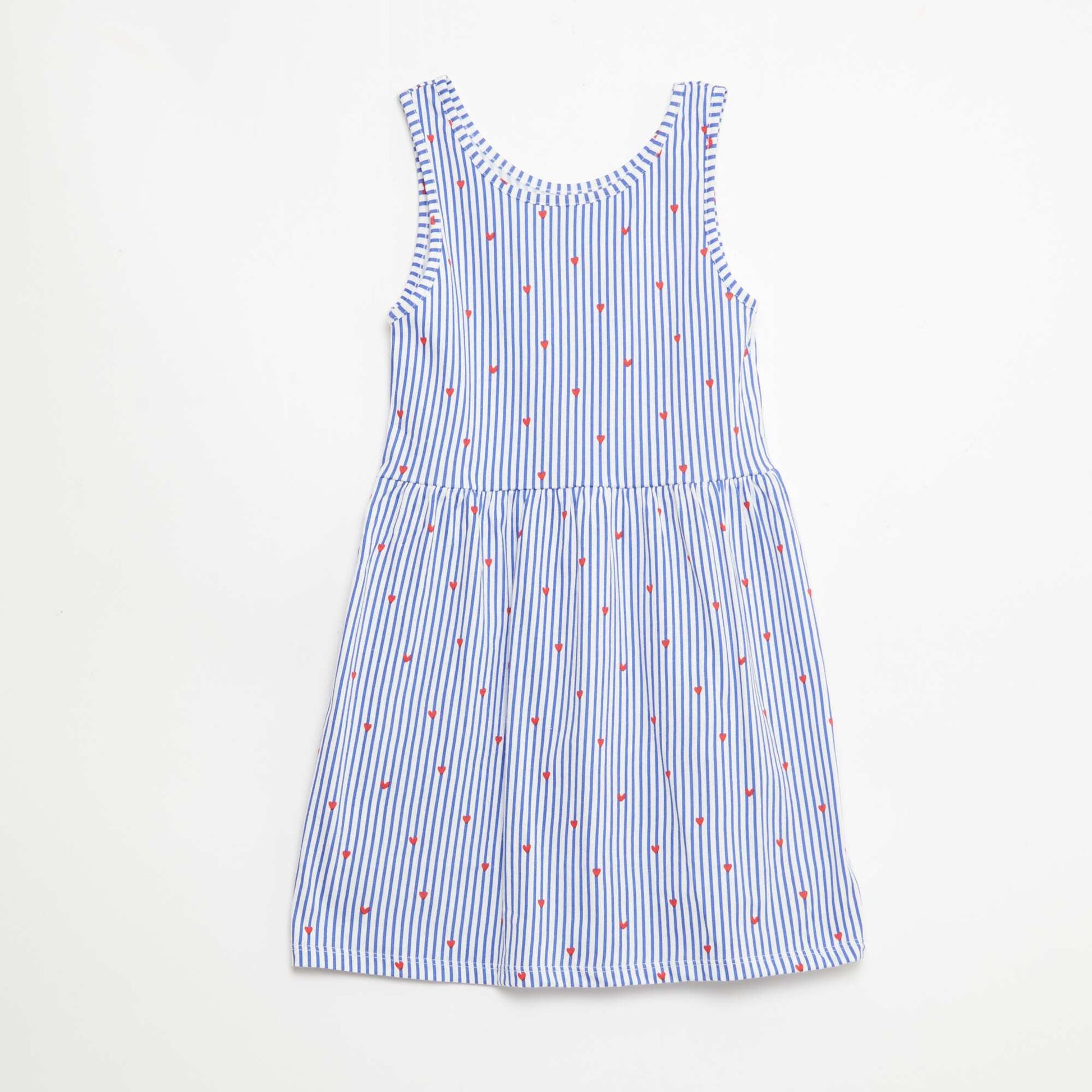 Vestido de punto ligero de tirantes finos con estampado integral en algodón AZUL