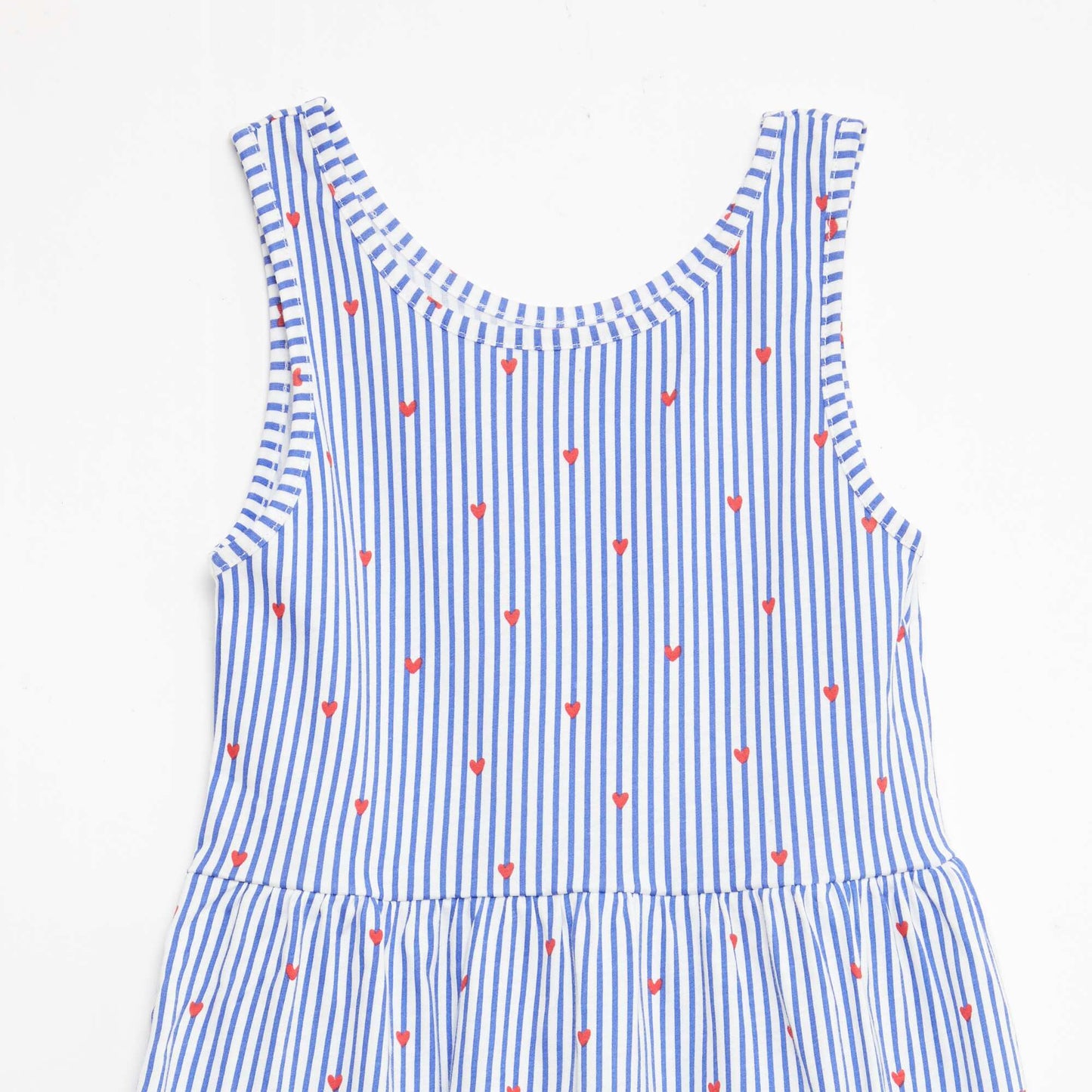 Vestido de punto ligero de tirantes finos con estampado integral en algodón AZUL
