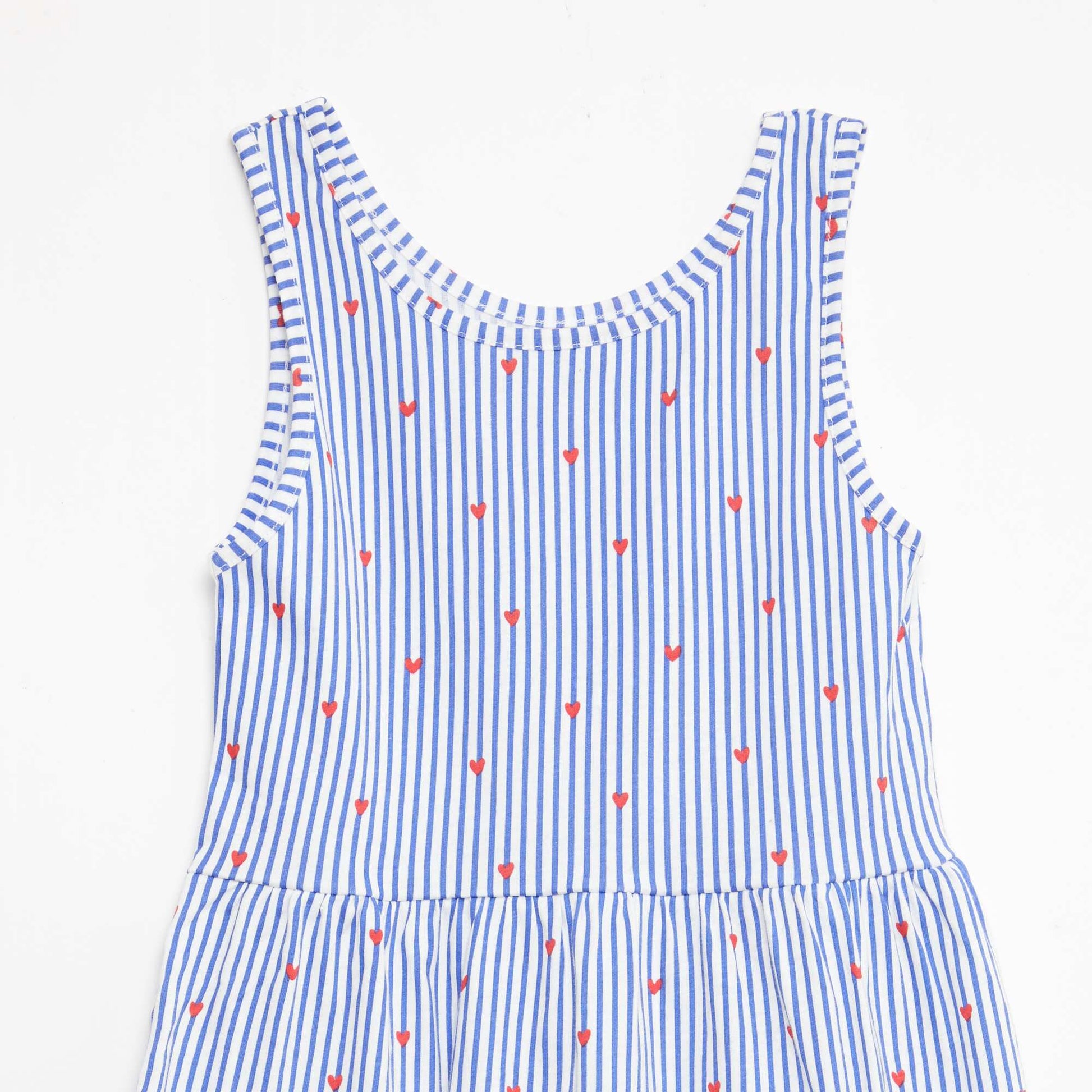 Vestido de punto ligero de tirantes finos con estampado integral en algodón AZUL