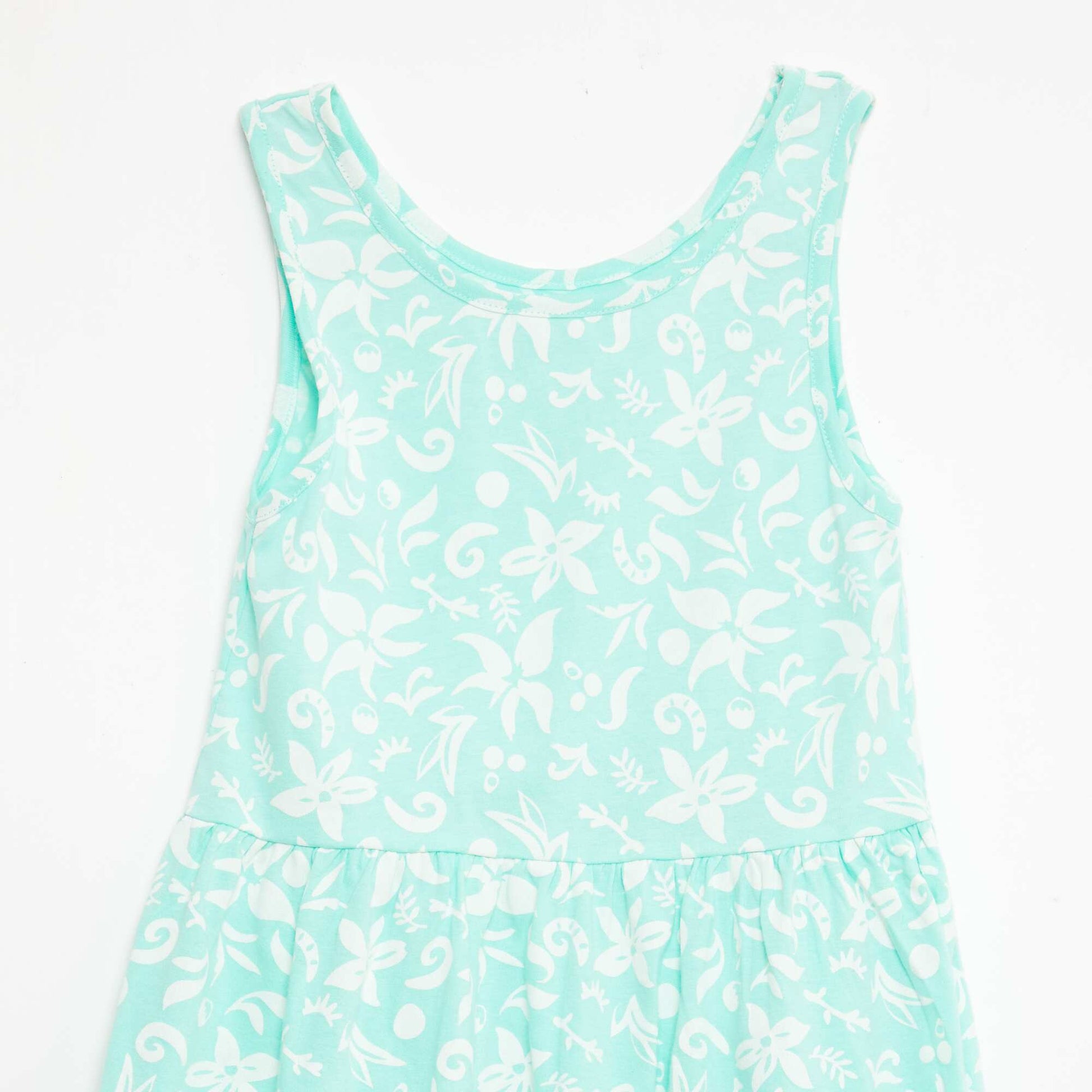 Vestido de punto ligero de tirantes finos con estampado integral en algodón VERDE