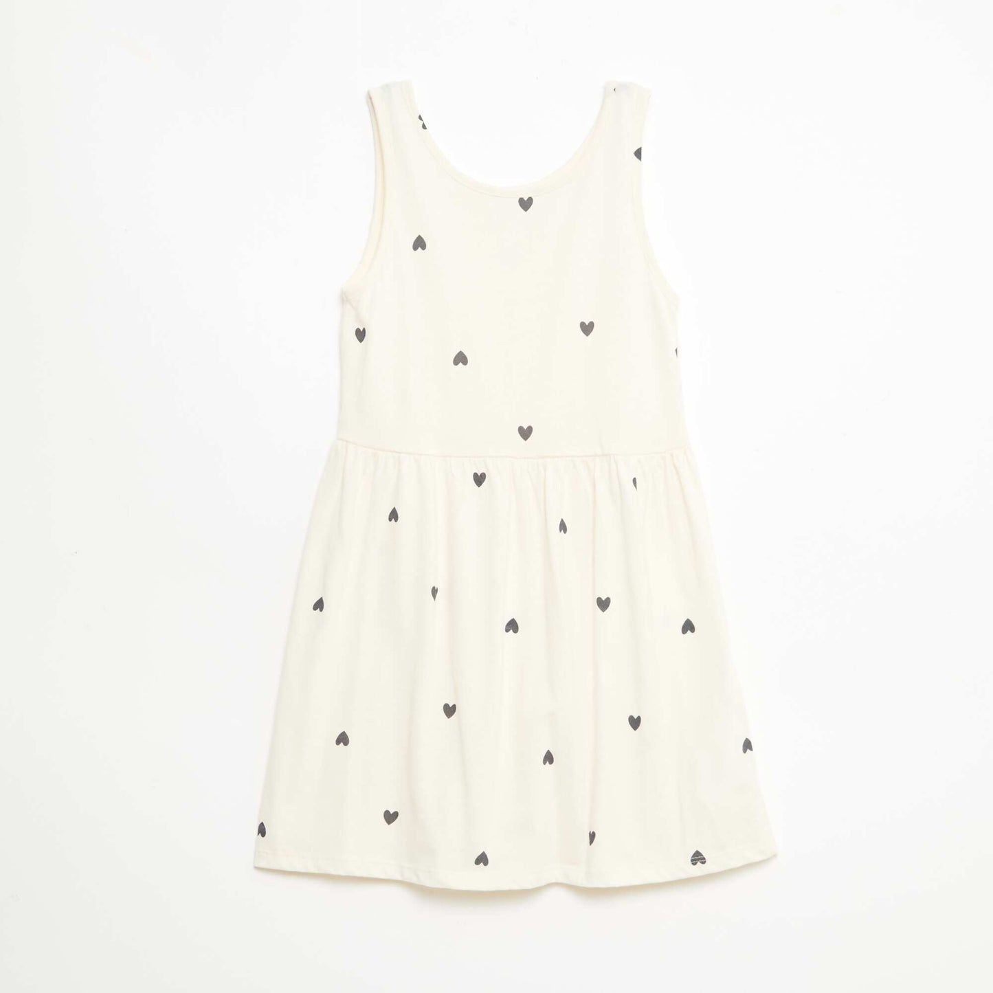 Vestido de punto ligero de tirantes finos con estampado integral en algodón BEIGE