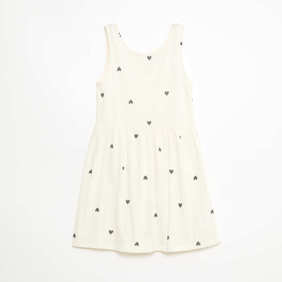 Vestido de punto ligero de tirantes finos con estampado integral en algodón BEIGE