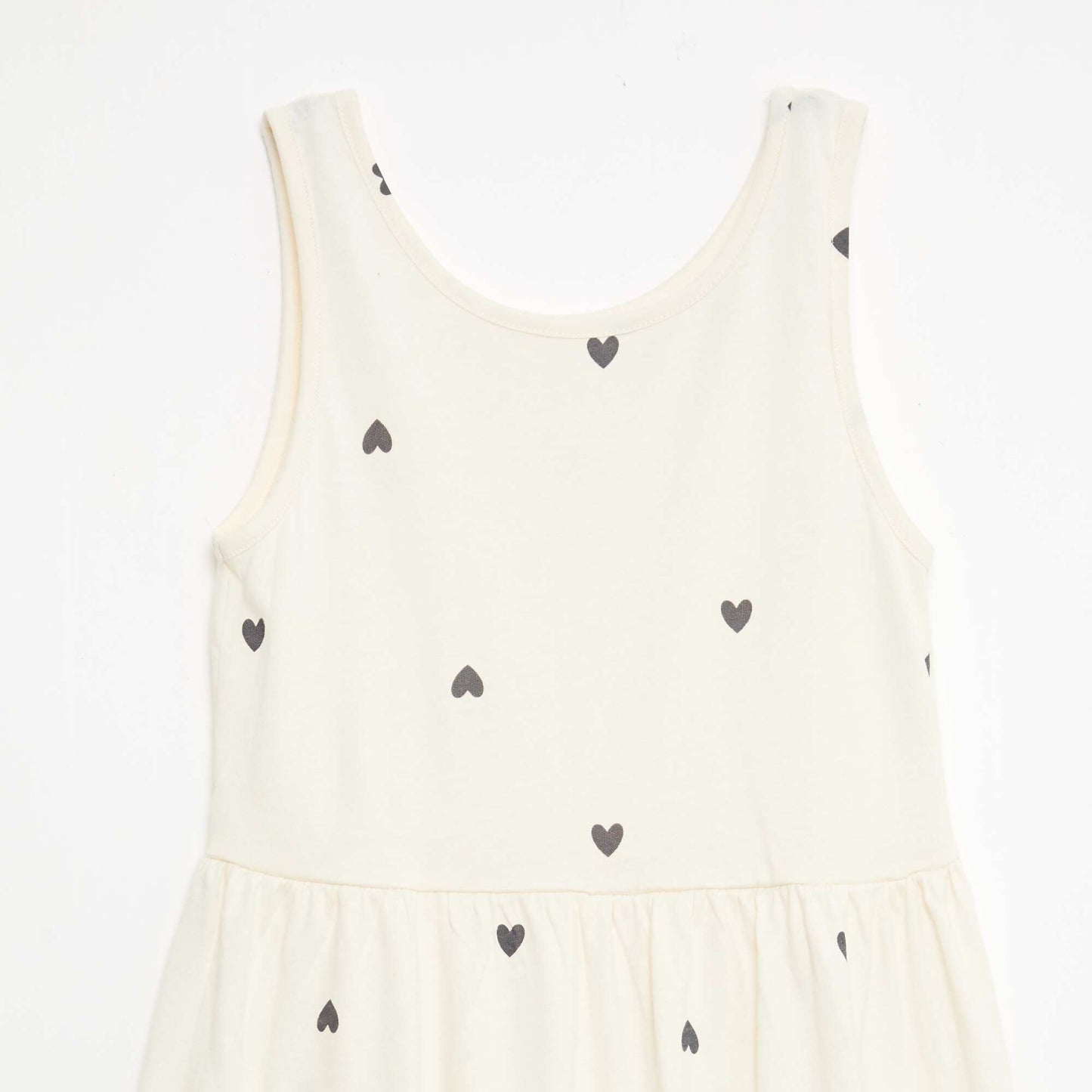 Vestido de punto ligero de tirantes finos con estampado integral en algodón BEIGE