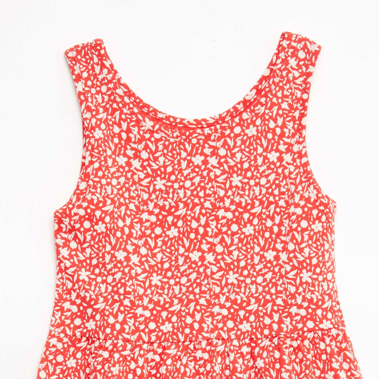 Vestido de punto ligero de tirantes finos con estampado integral en algodón ROJO