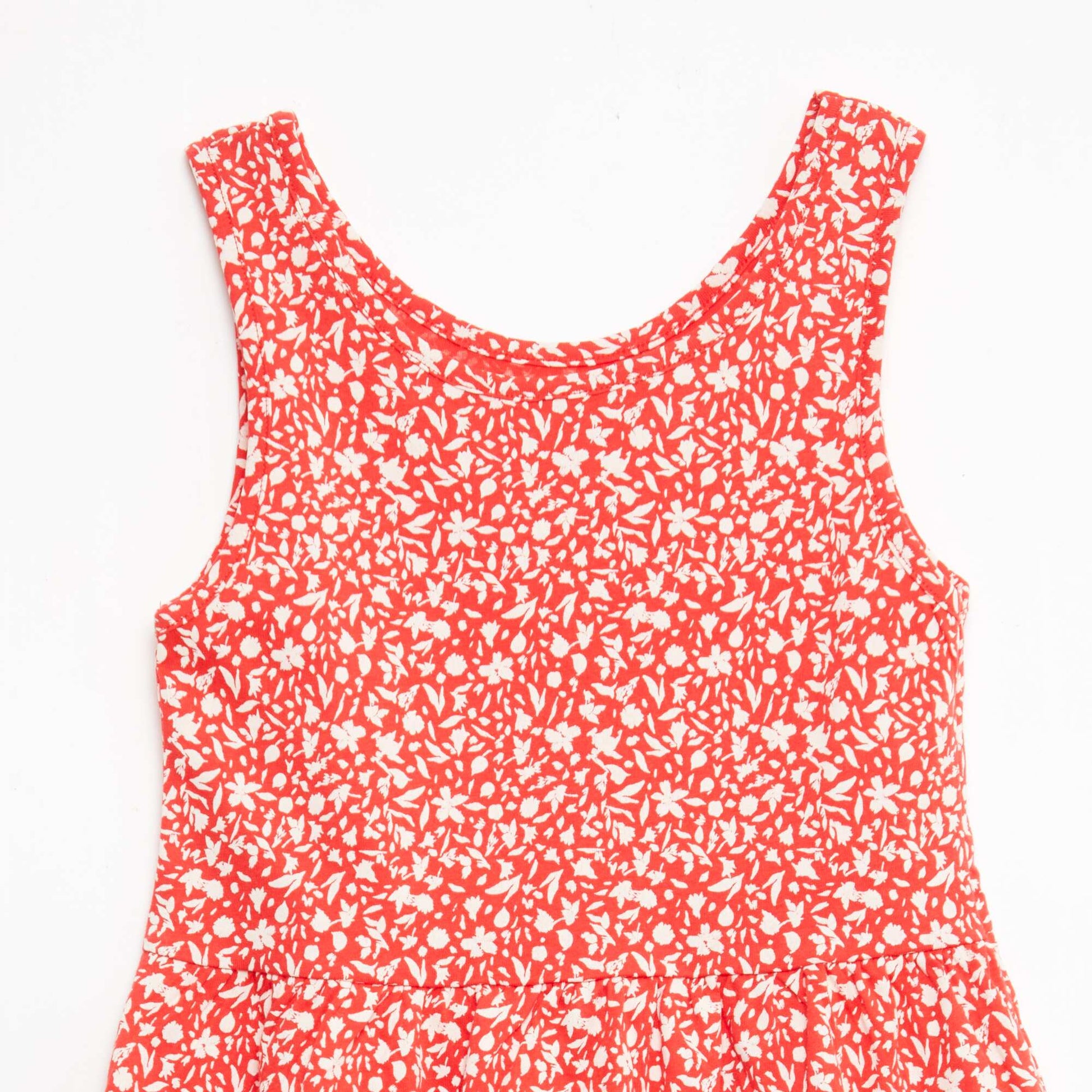 Vestido de punto ligero de tirantes finos con estampado integral en algodón ROJO