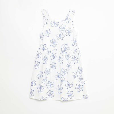 Vestido de punto ligero de tirantes finos con estampado integral en algodón BLANCO