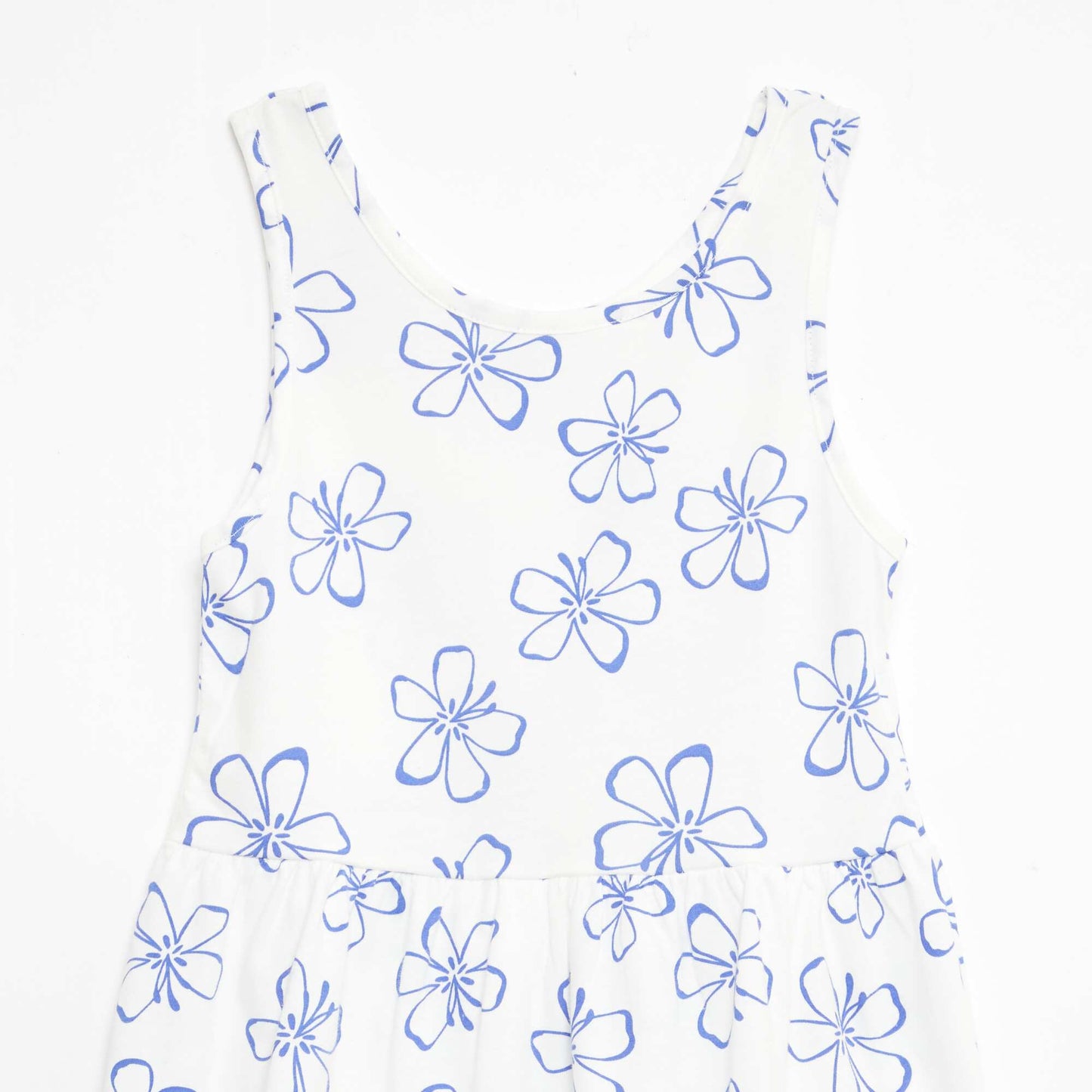 Vestido de punto ligero de tirantes finos con estampado integral en algodón BLANCO