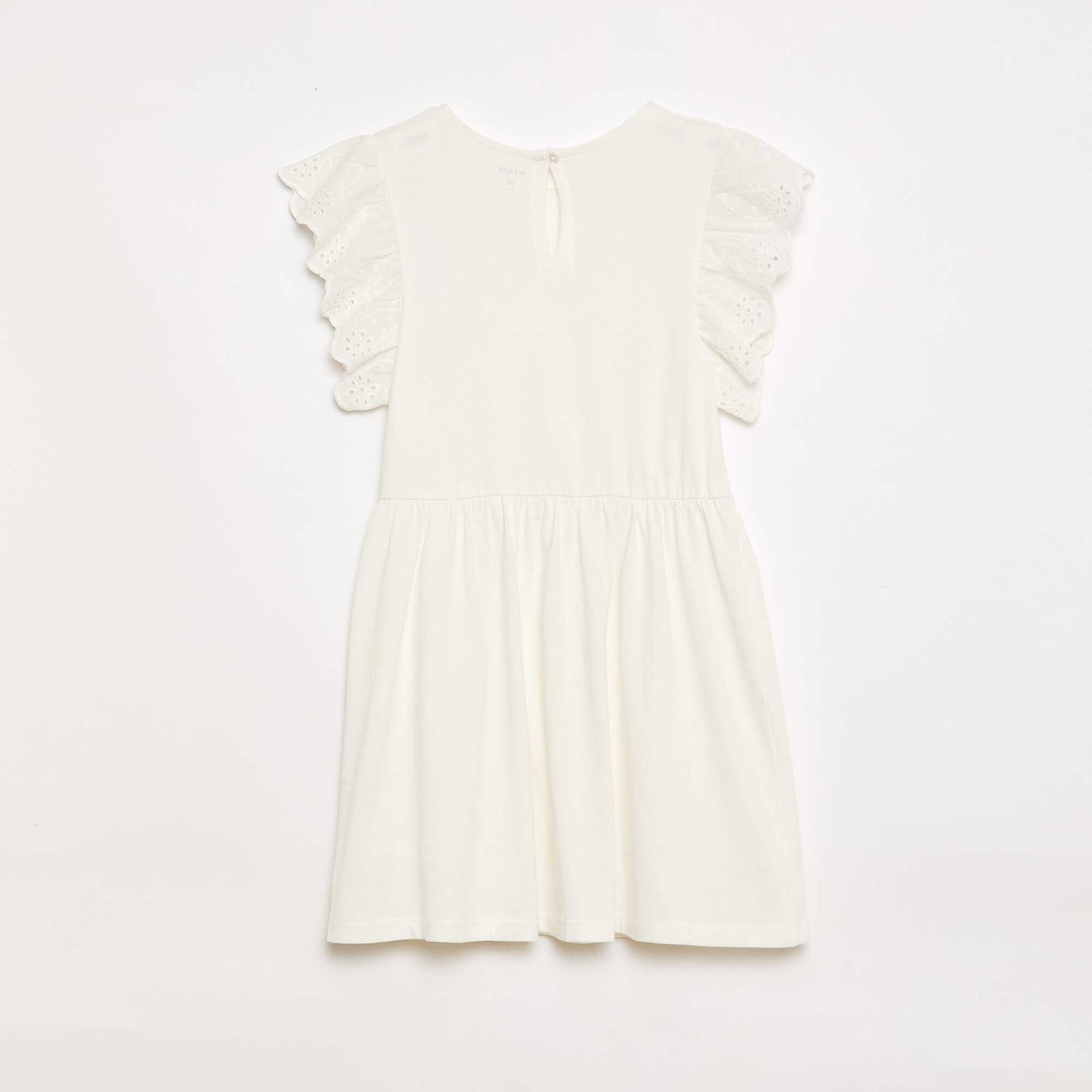 Vestido de punto con mangas cortas en bordado inglés BLANCO