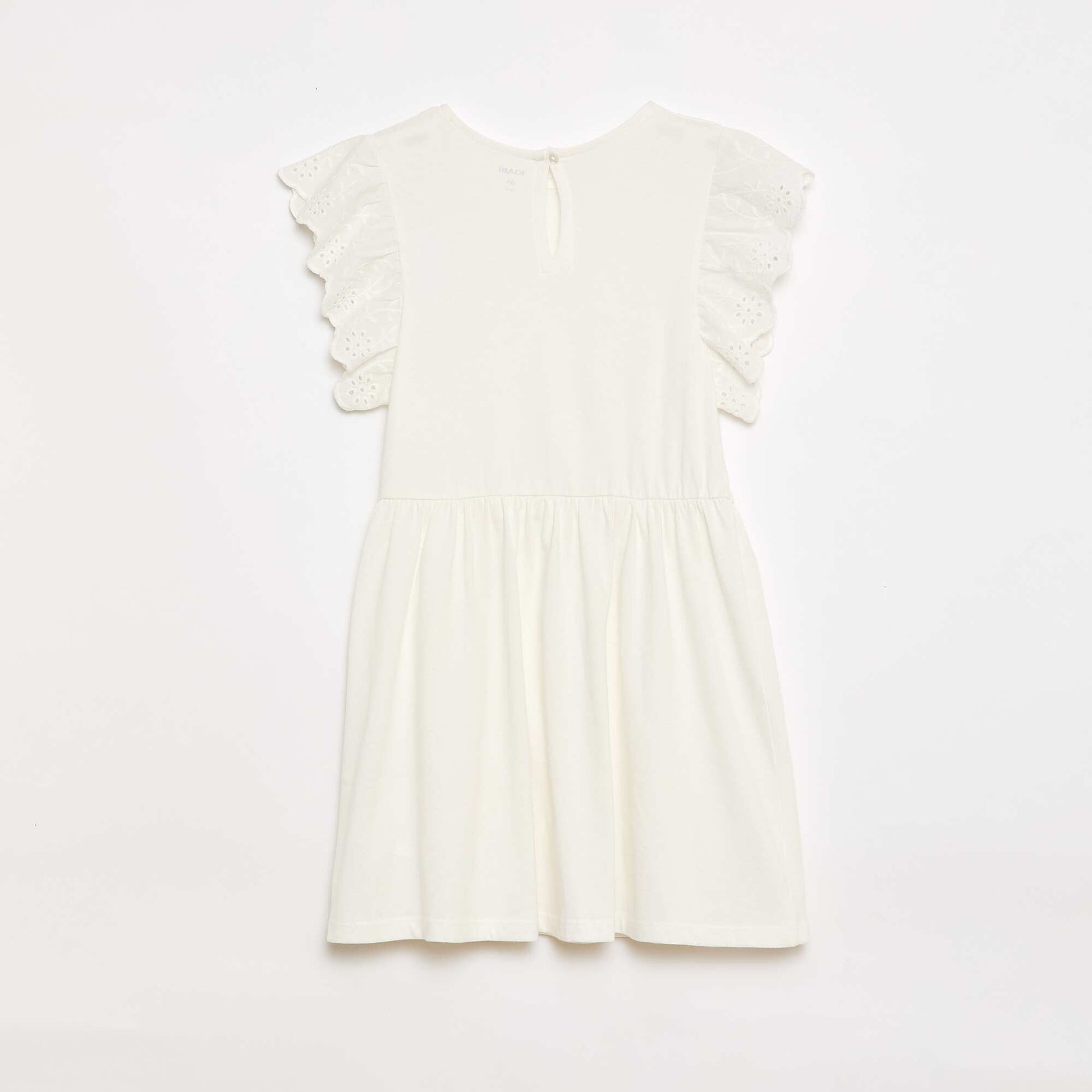 Vestido de punto con mangas cortas en bordado inglés BLANCO