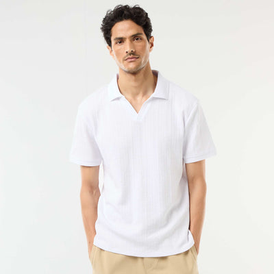 Remera de manga corta y material en nido de abeja BLANCO