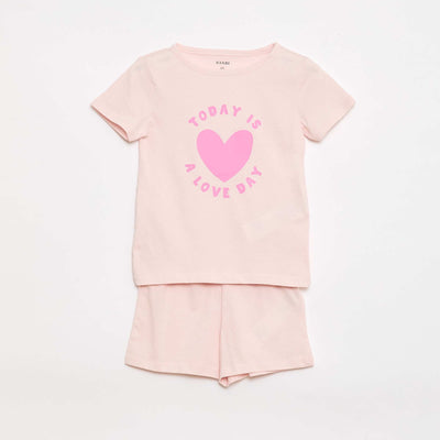 Conjunto de pijama camiseta + pantalón corto - 2 piezas ROSA