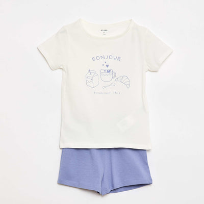 Conjunto de pijama camiseta + pantalón corto - 2 piezas BLANCO