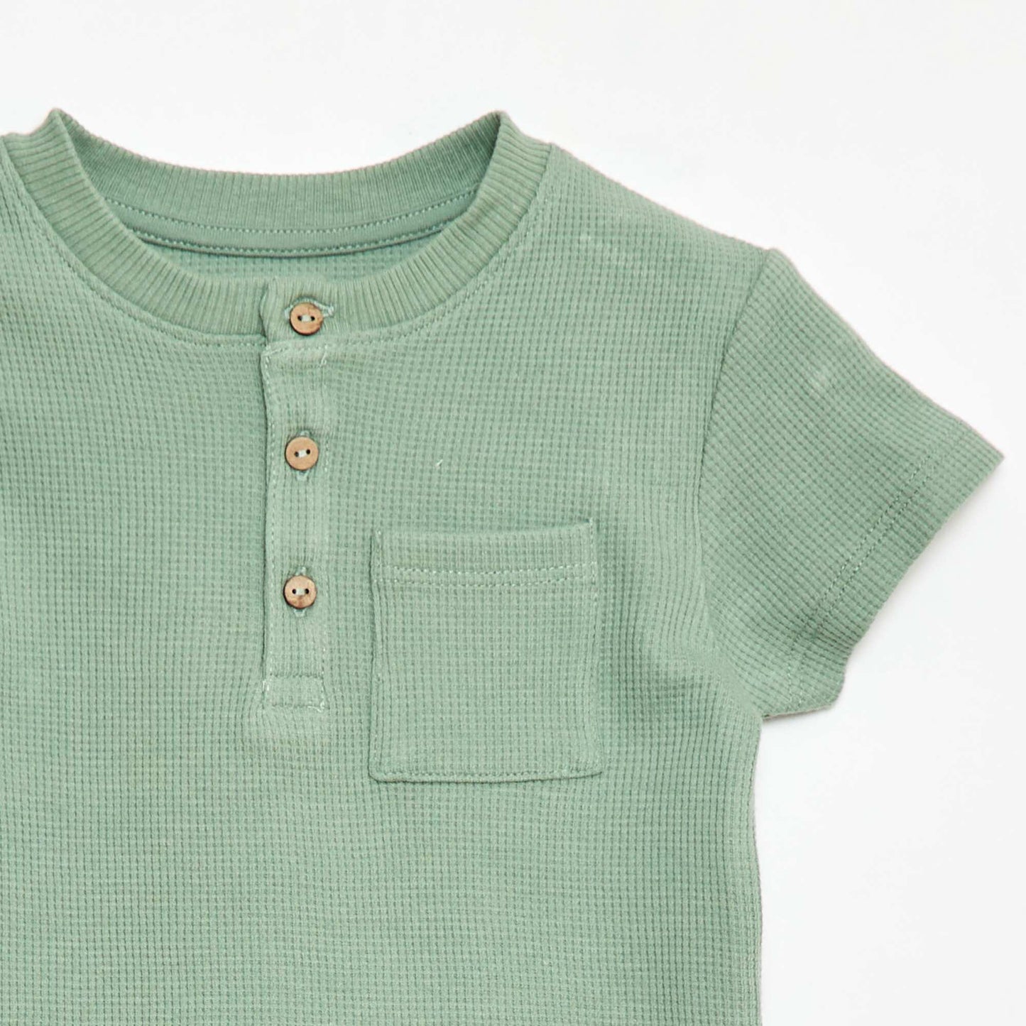 Pijama corto de 2 piezas en punto de canalé VERDE
