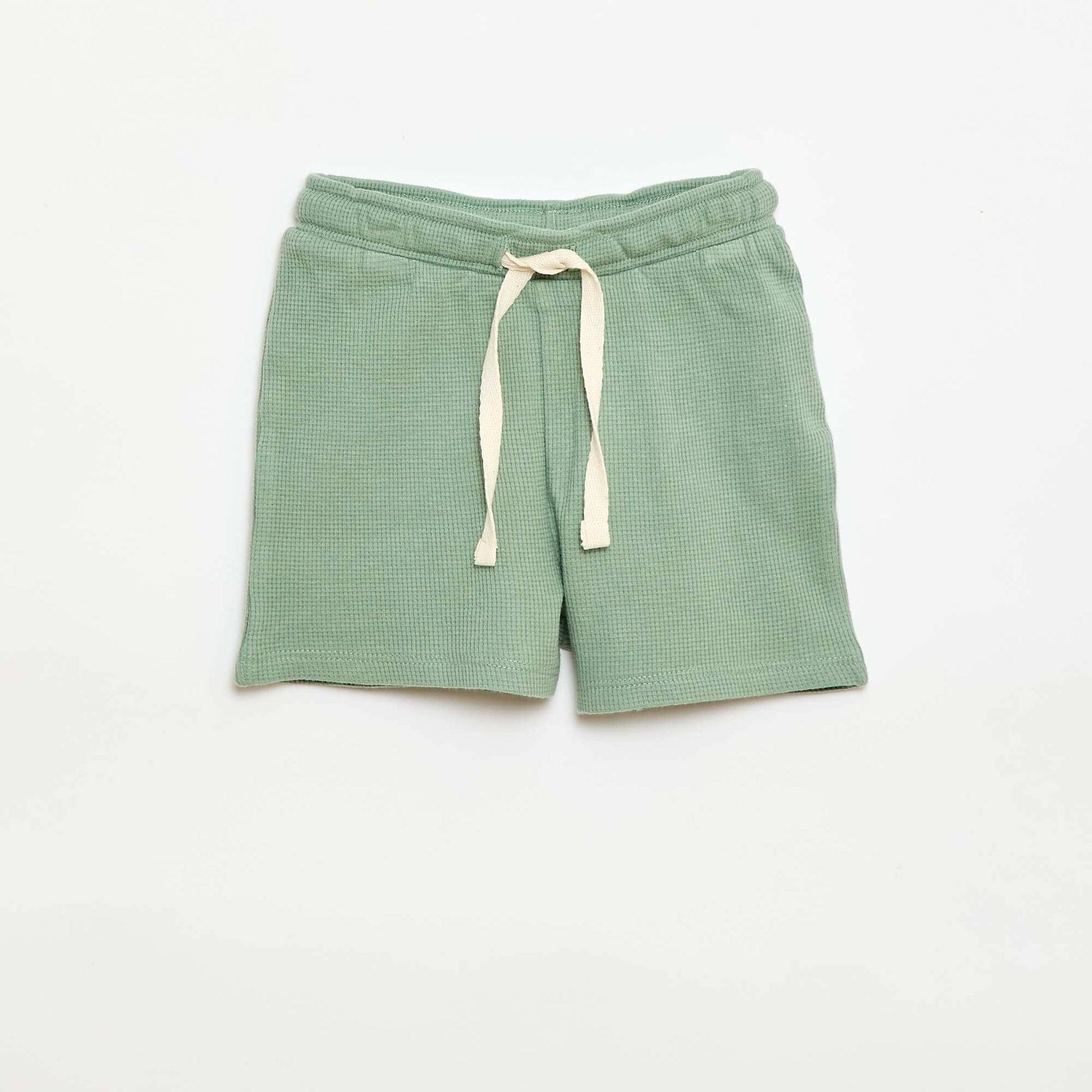 Pijama corto de 2 piezas en punto de canalé VERDE