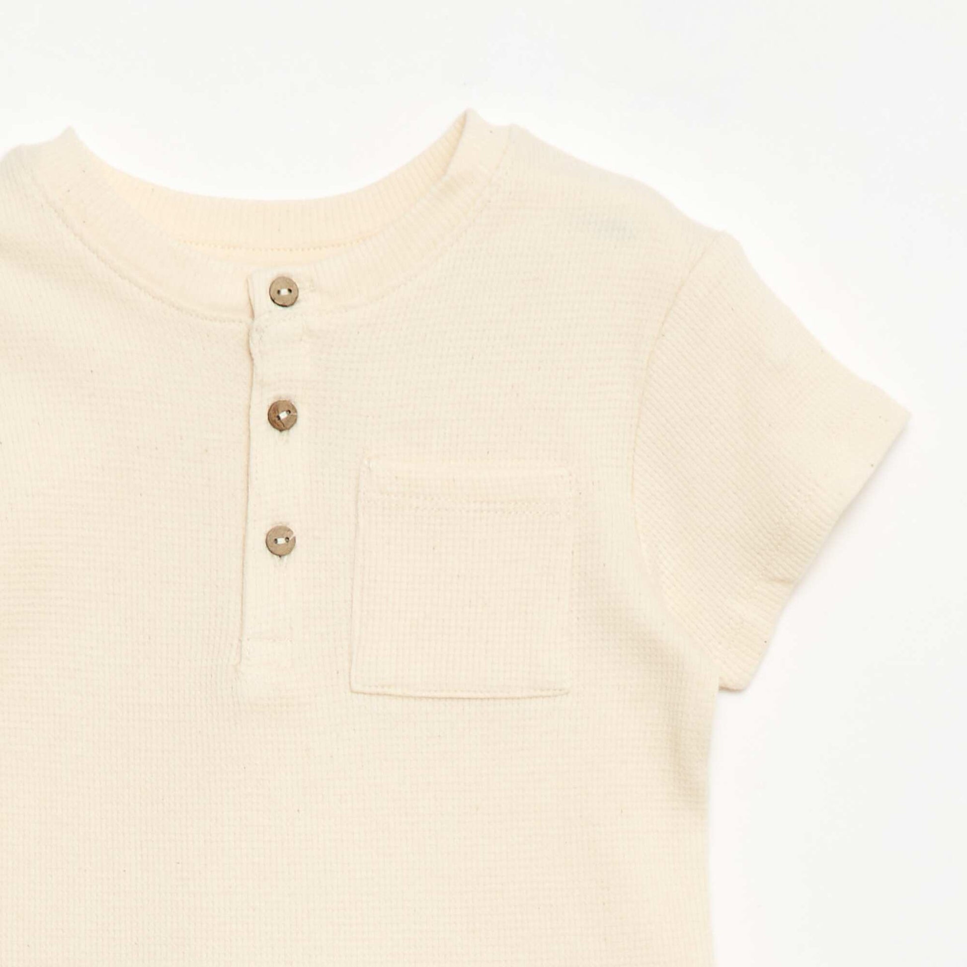 Pijama corto de 2 piezas en punto de canalé BLANCO
