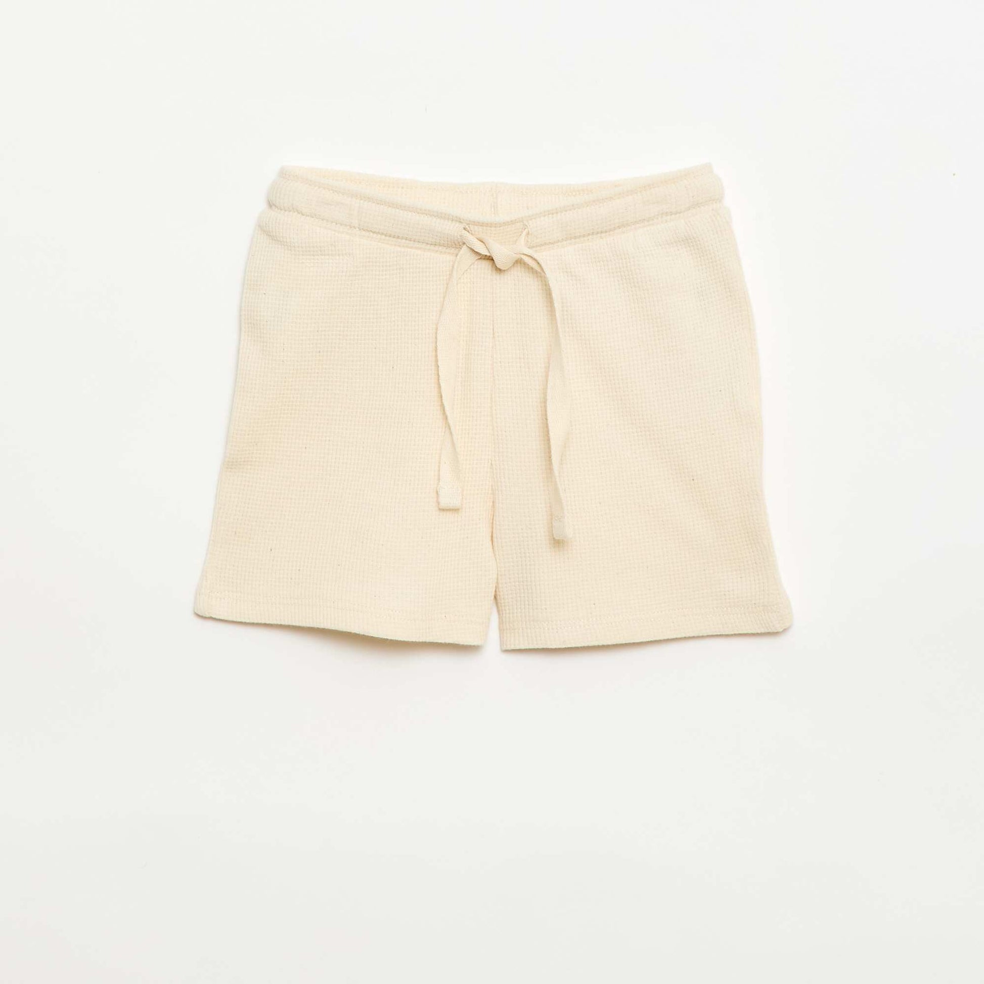 Pijama corto de 2 piezas en punto de canalé BLANCO