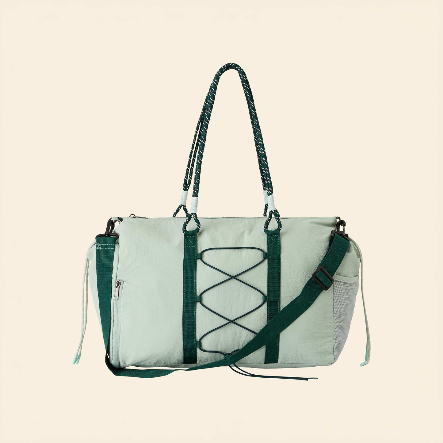 Bolsa de deporte con bolsillos exteriores y compartimento para calzado VERDE