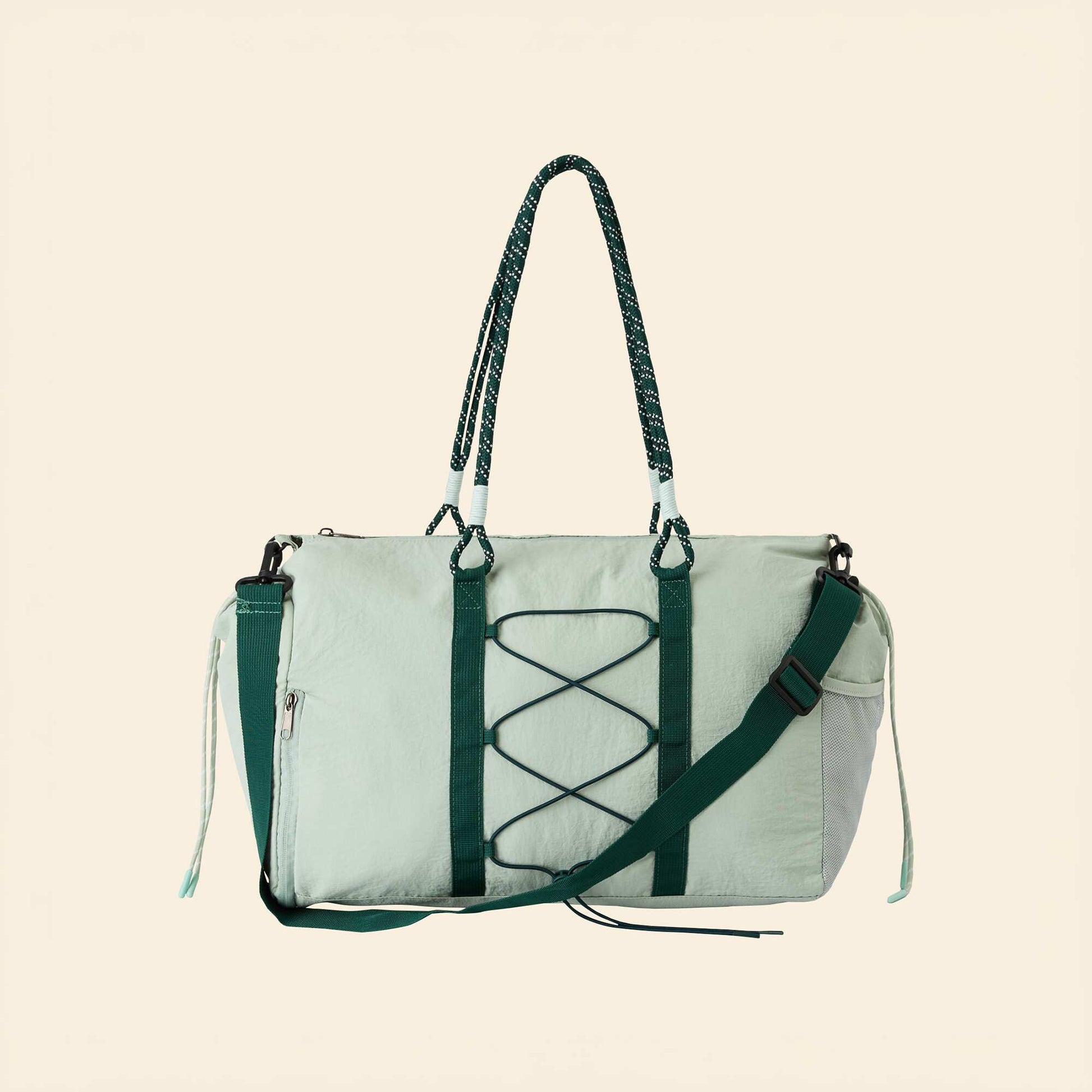 Bolsa de deporte con bolsillos exteriores y compartimento para calzado VERDE