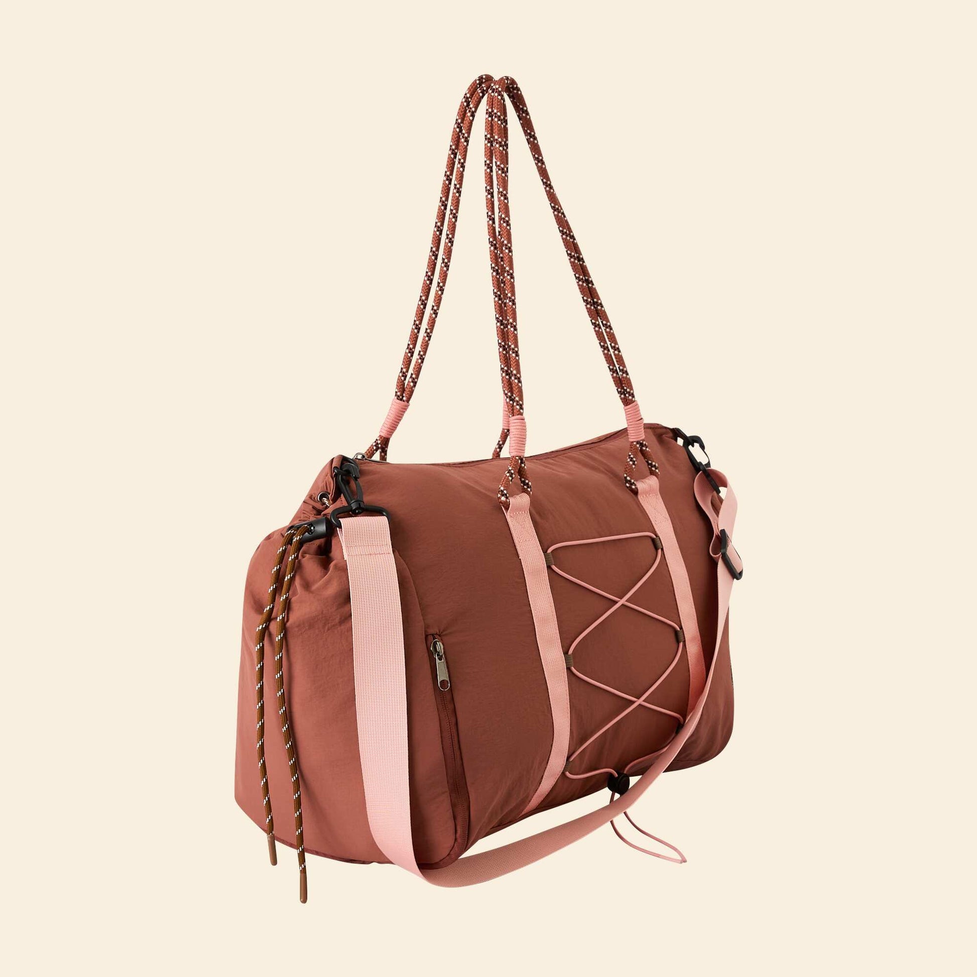 Bolsa de deporte con bolsillos exteriores y compartimento para calzado MARRON