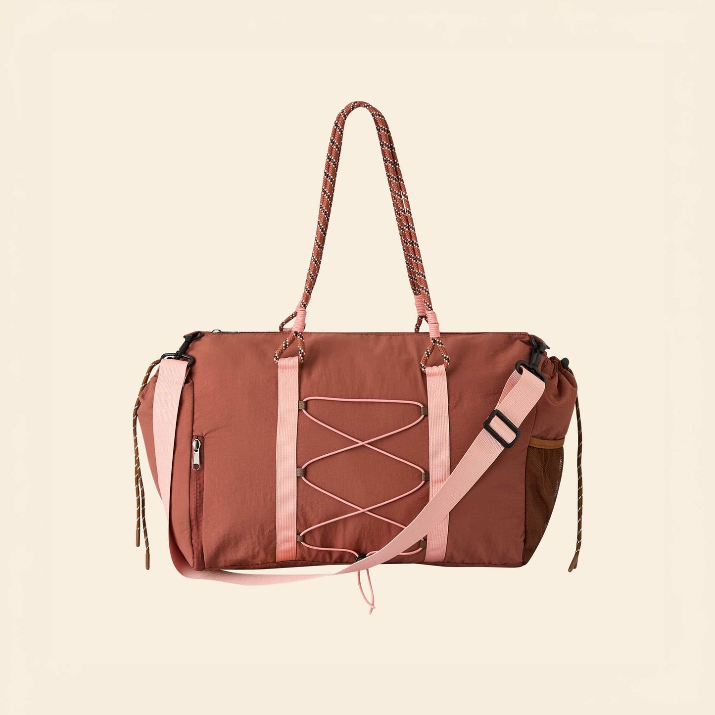 Bolsa de deporte con bolsillos exteriores y compartimento para calzado MARRON