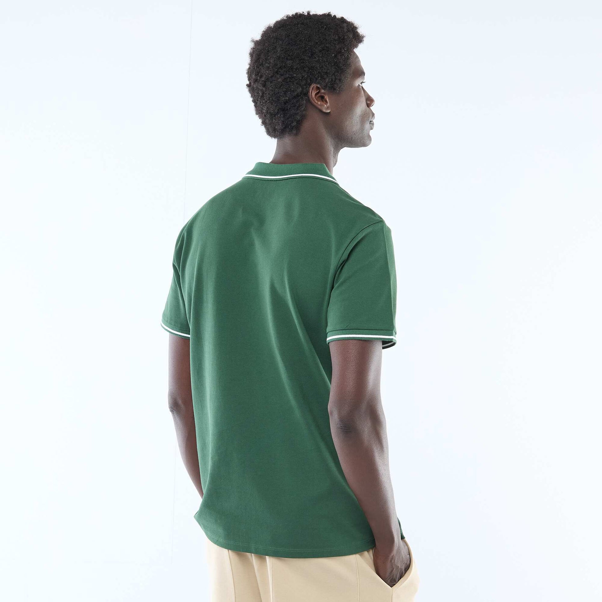 Remera de piqué de algodón de manga corta VERDE