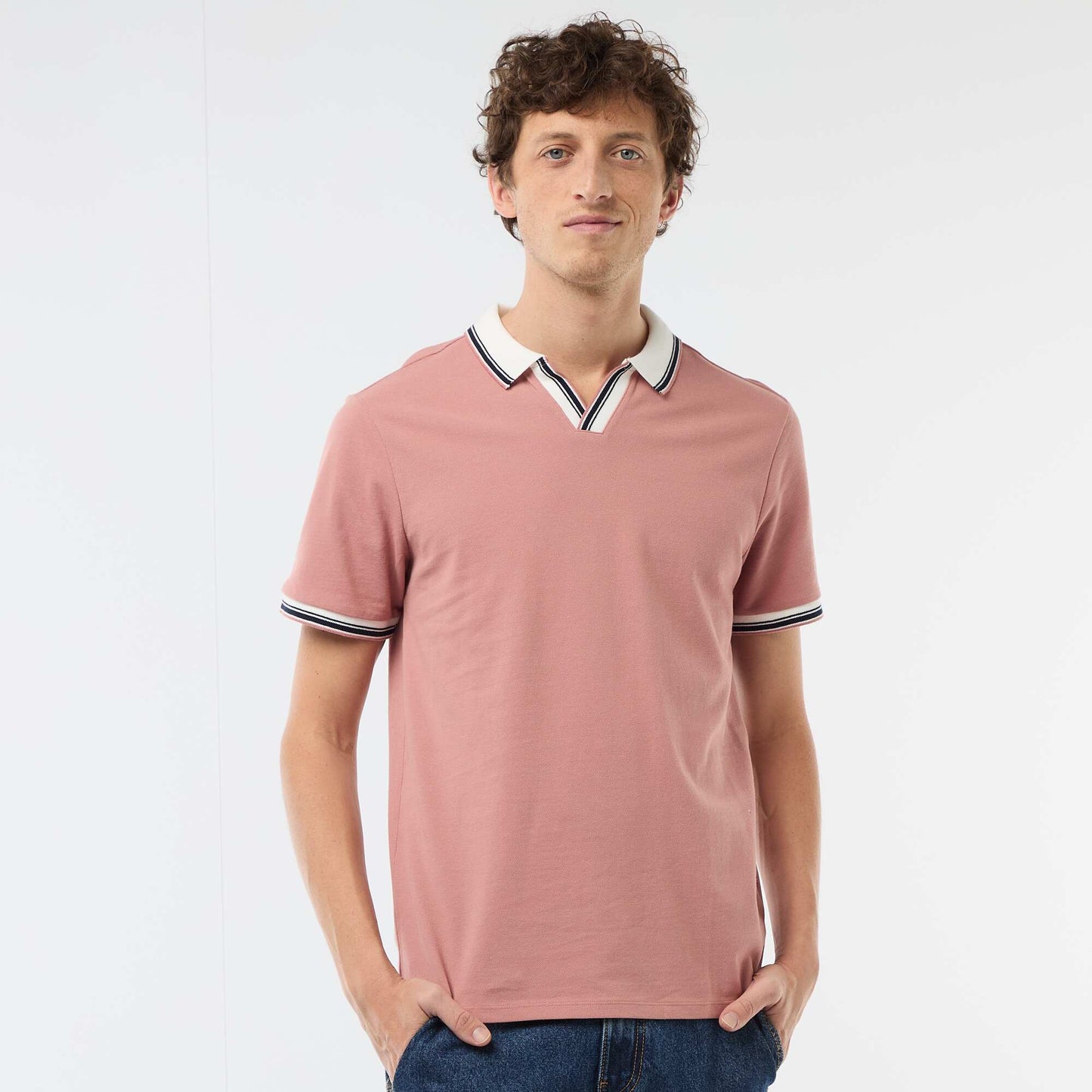 Remera de piqué de algodón de manga corta ROSA