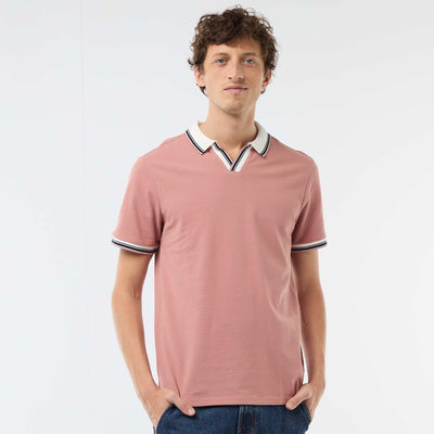 Remera de piqué de algodón de manga corta ROSA