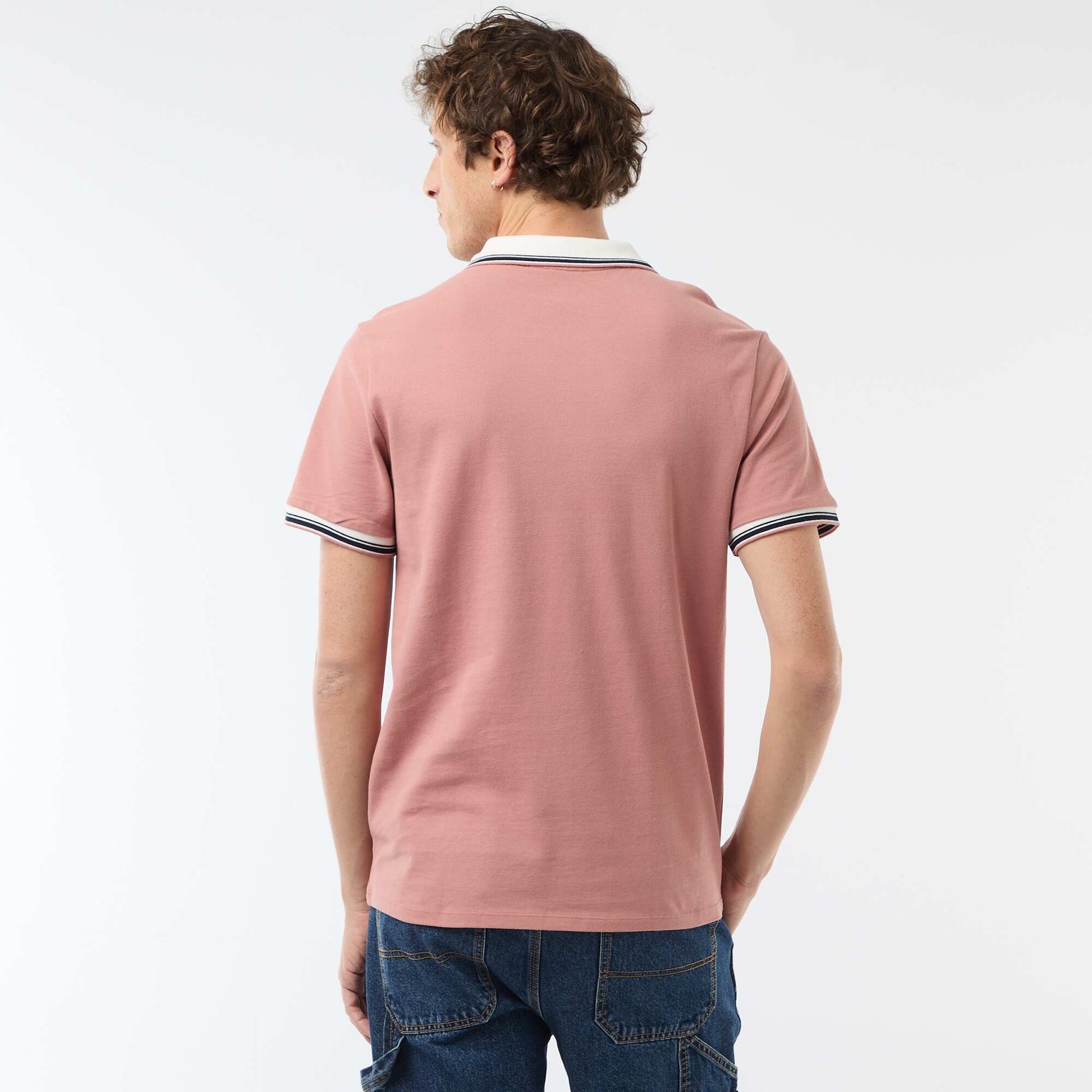 Remera de piqué de algodón de manga corta ROSA