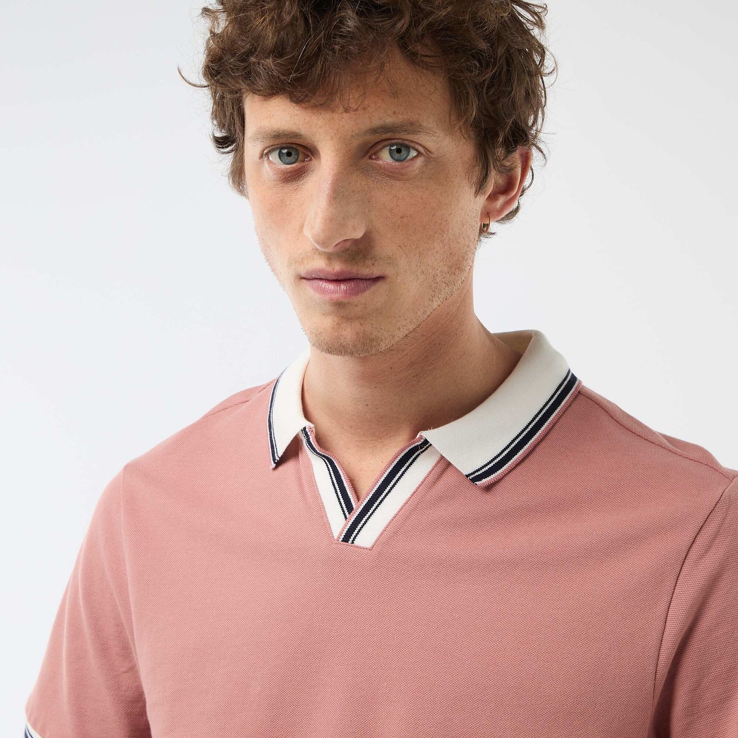 Remera de piqué de algodón de manga corta ROSA
