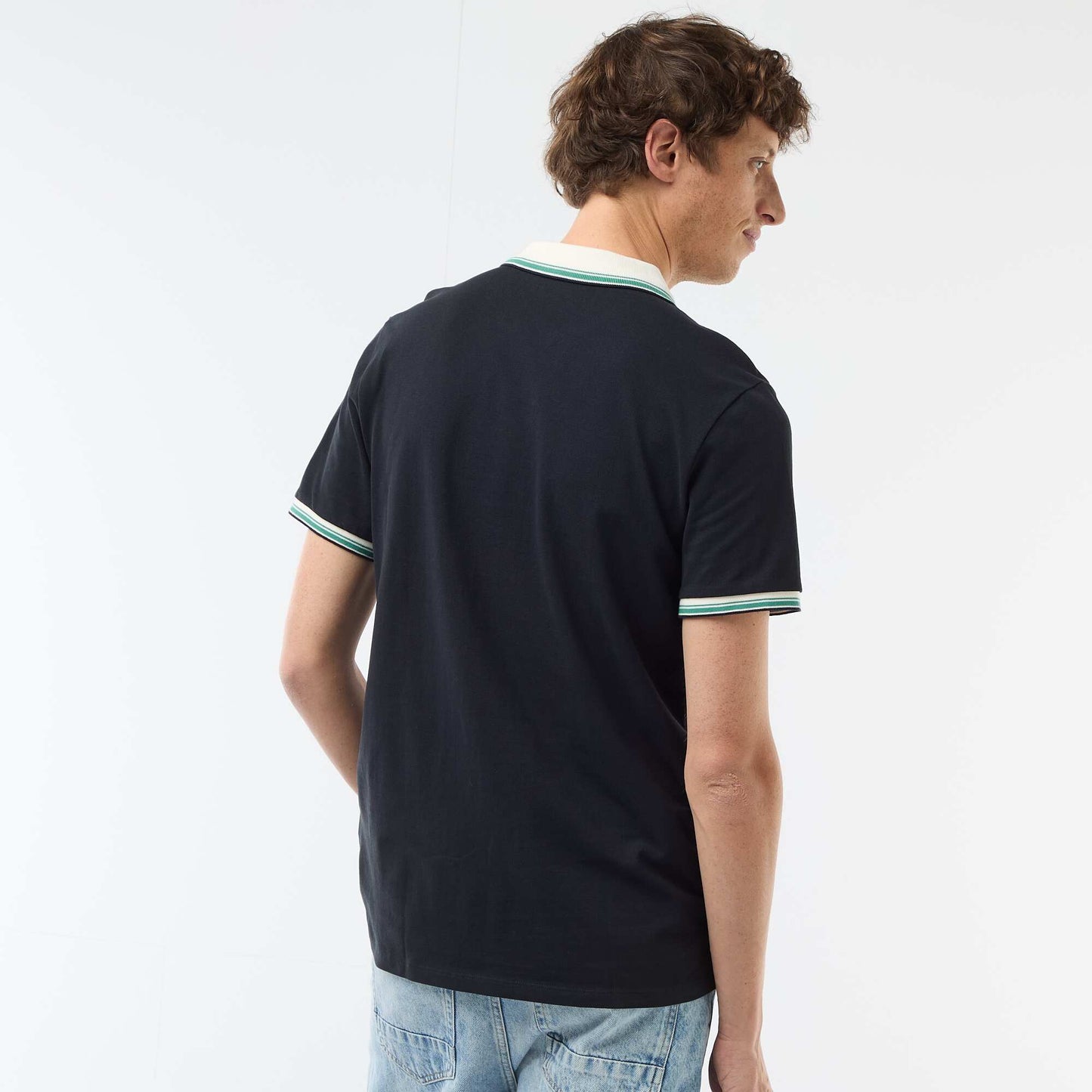 Remera de piqué de algodón de manga corta AZUL