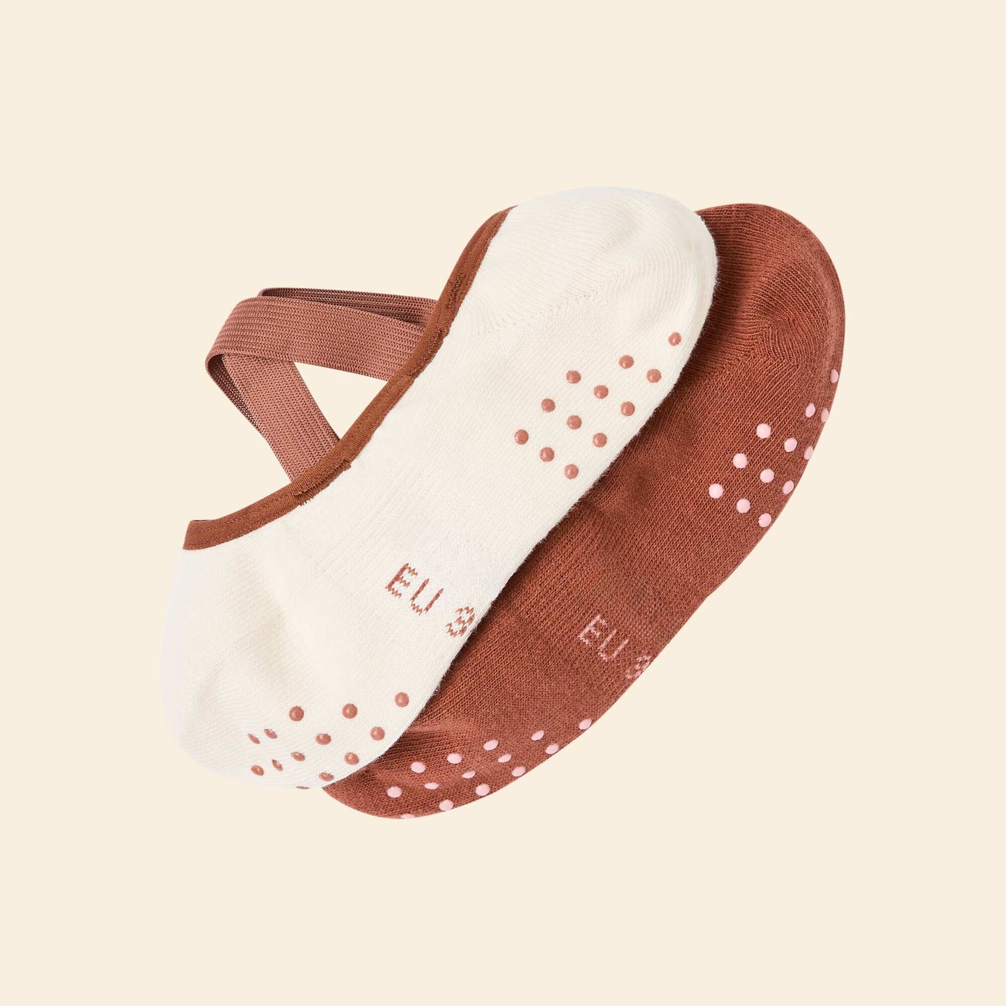 Pack de 2 pares de medias tobilleros de yoga en algodón MARRON