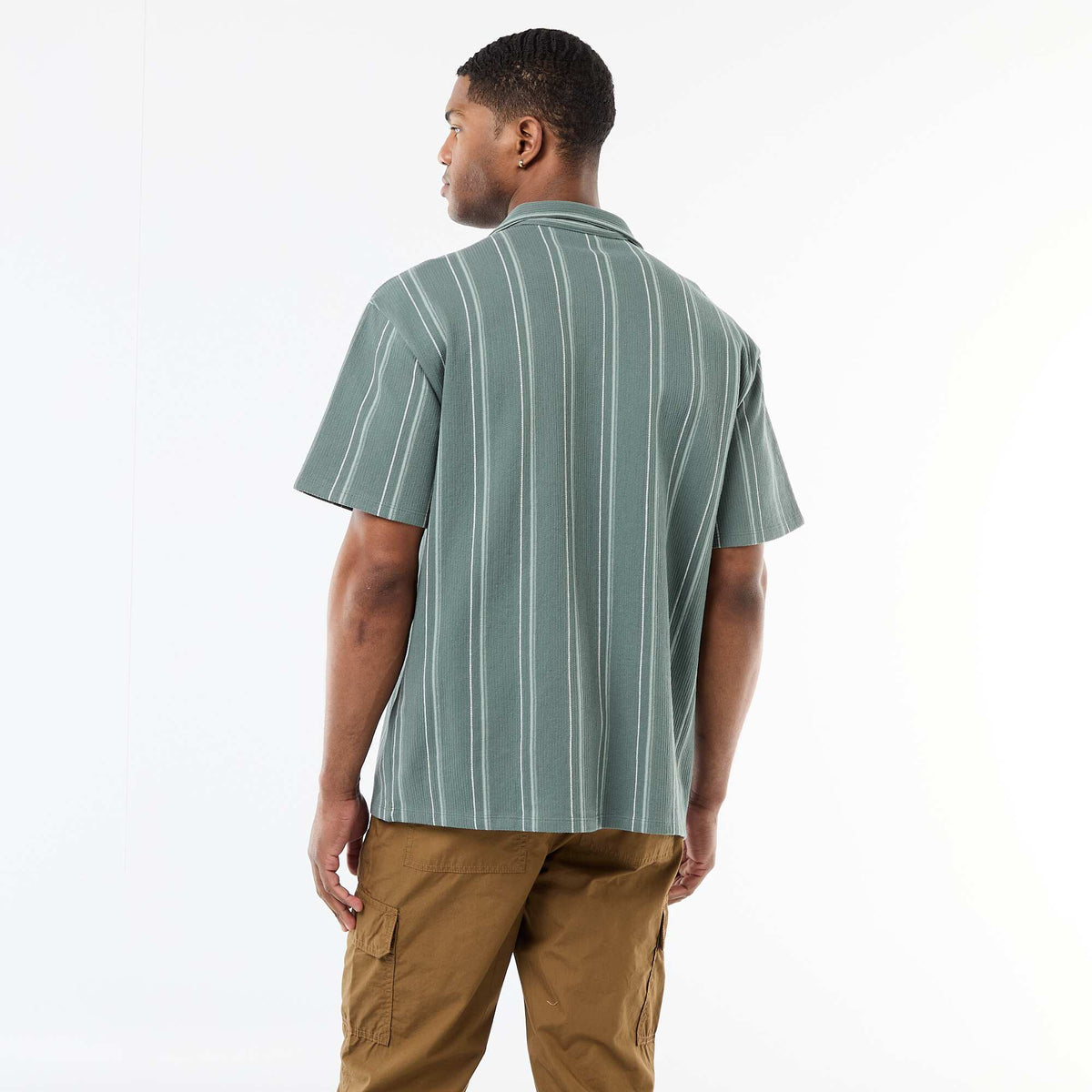 Camisa de rayas de manga corta AZUL