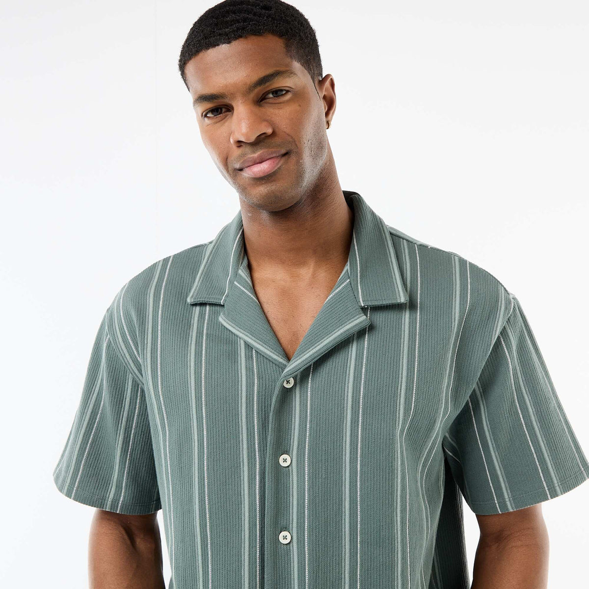 Camisa de rayas de manga corta AZUL