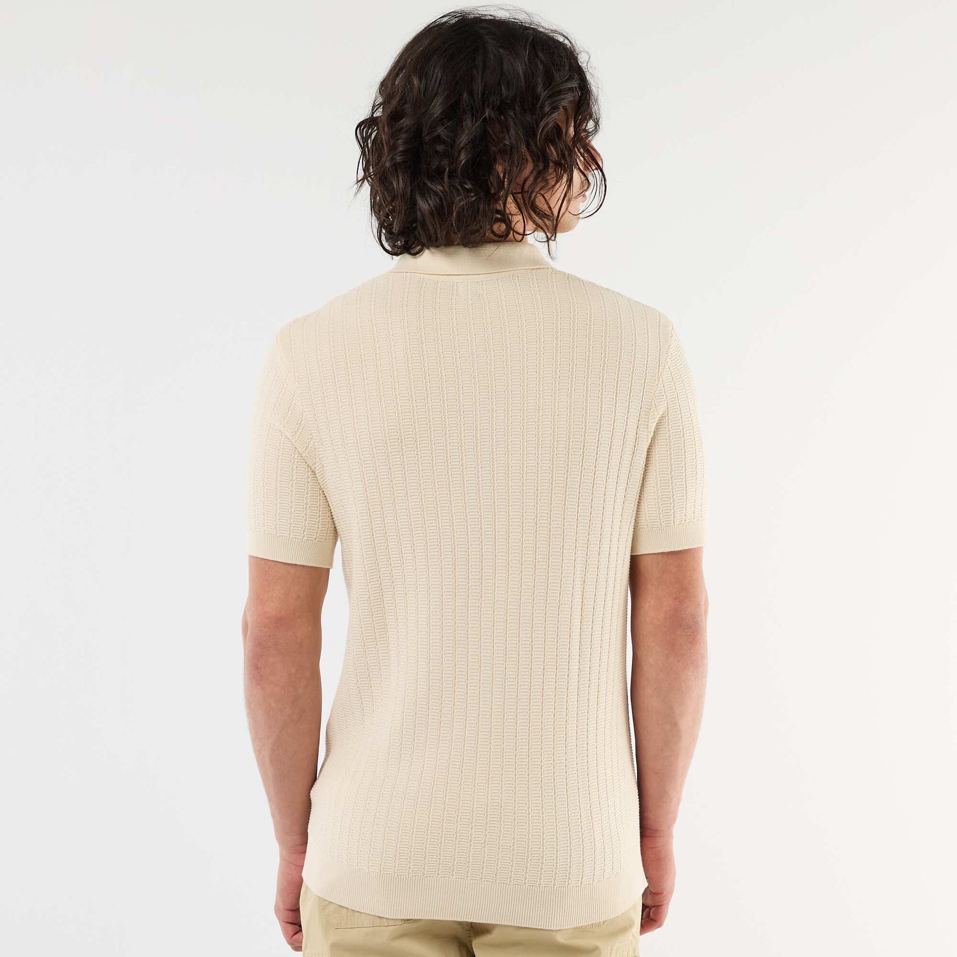 Remera de punto con efecto tricot BEIGE