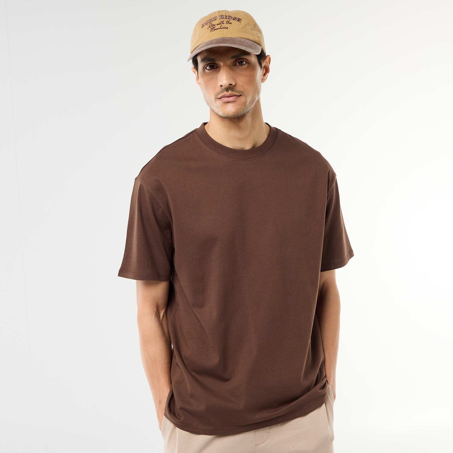 Camiseta lisa confort fit / oversize MARRON