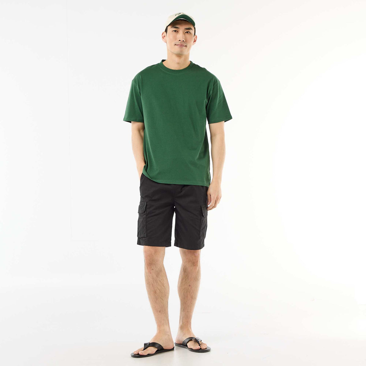 Camiseta lisa confort fit / oversize VERDE