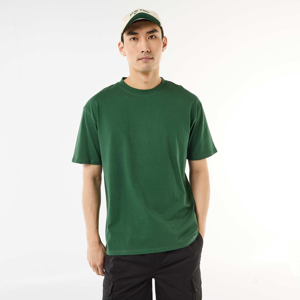 Camiseta lisa confort fit / oversize VERDE