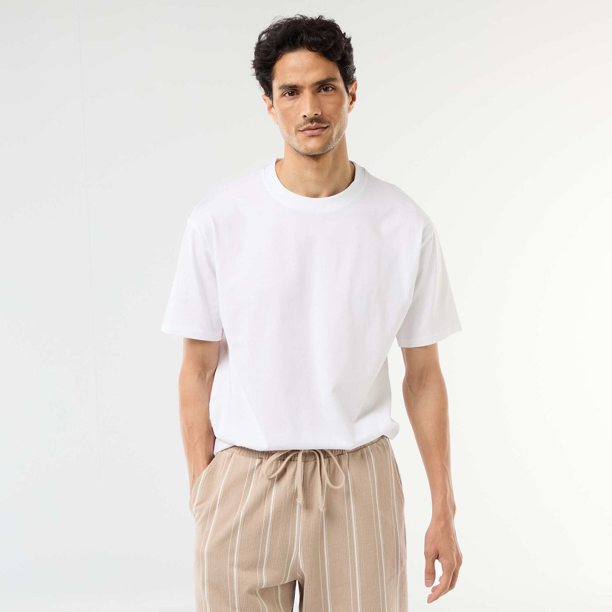 Camiseta lisa confort fit / oversize BLANCO
