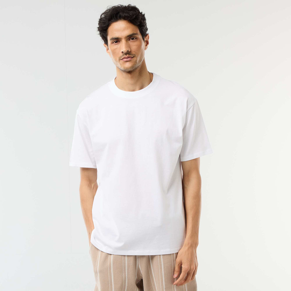 Camiseta lisa confort fit / oversize BLANCO
