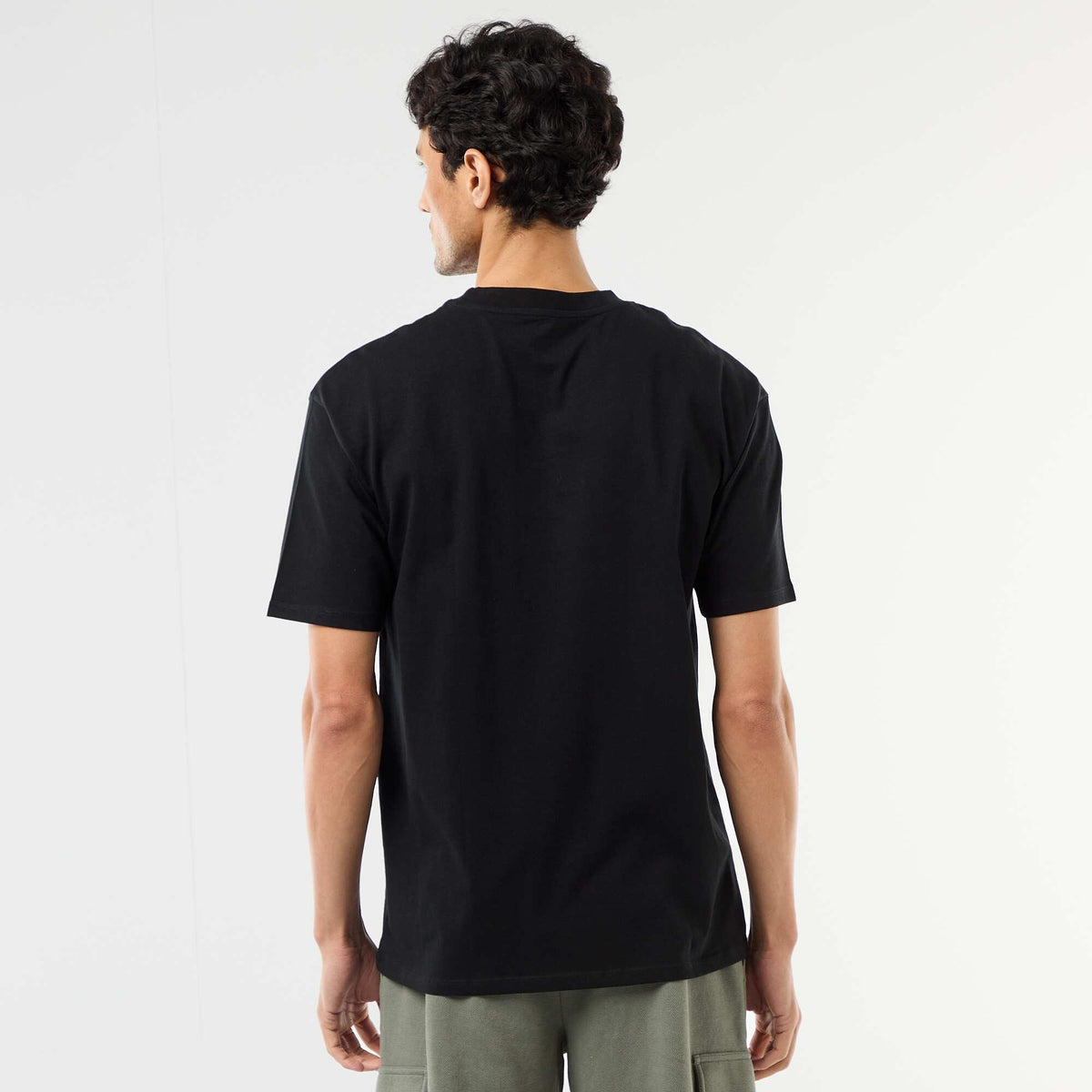Camiseta lisa confort fit / oversize NEGRO