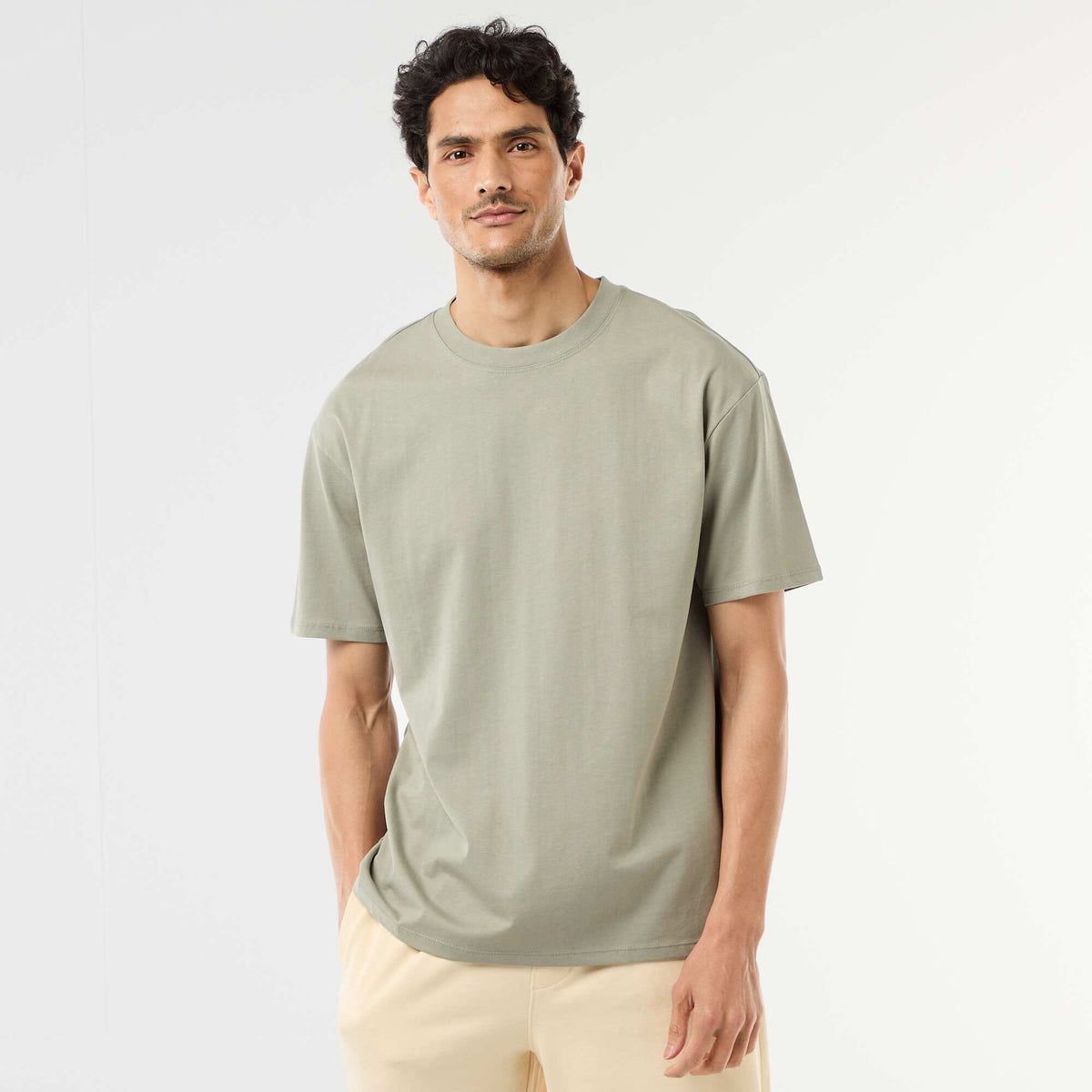 Camiseta lisa confort fit / oversize VERDE