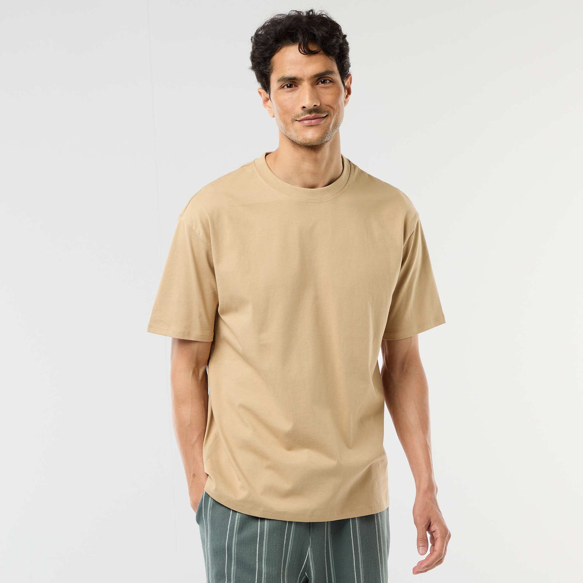 Camiseta lisa confort fit / oversize BEIGE