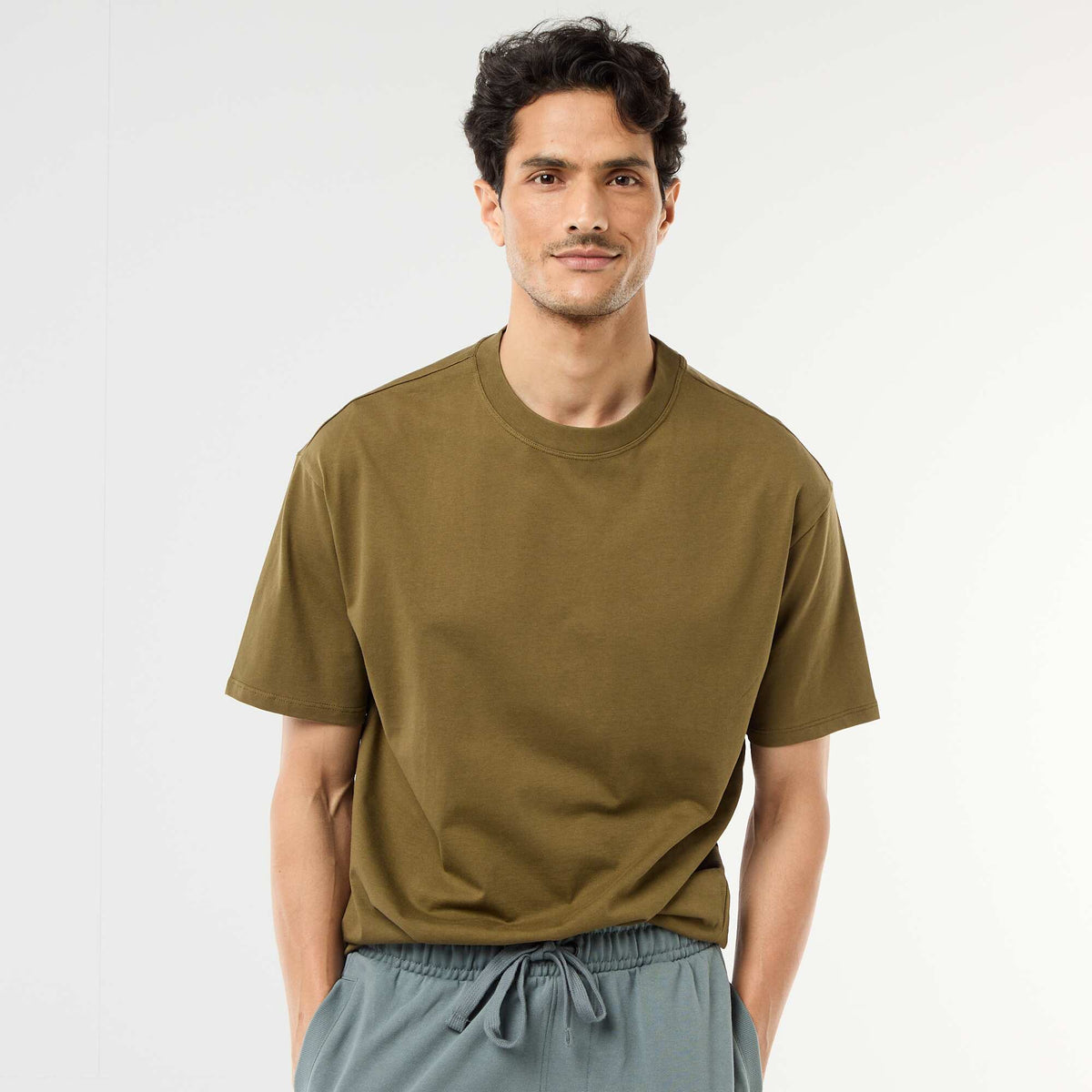 Camiseta lisa confort fit / oversize VERDE