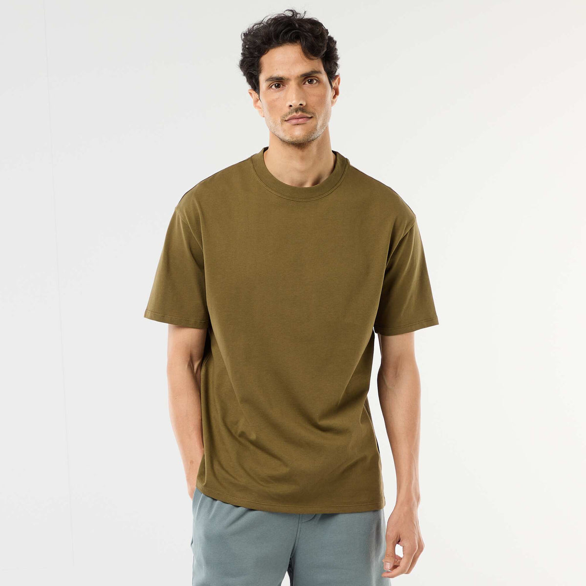 Camiseta lisa confort fit / oversize VERDE
